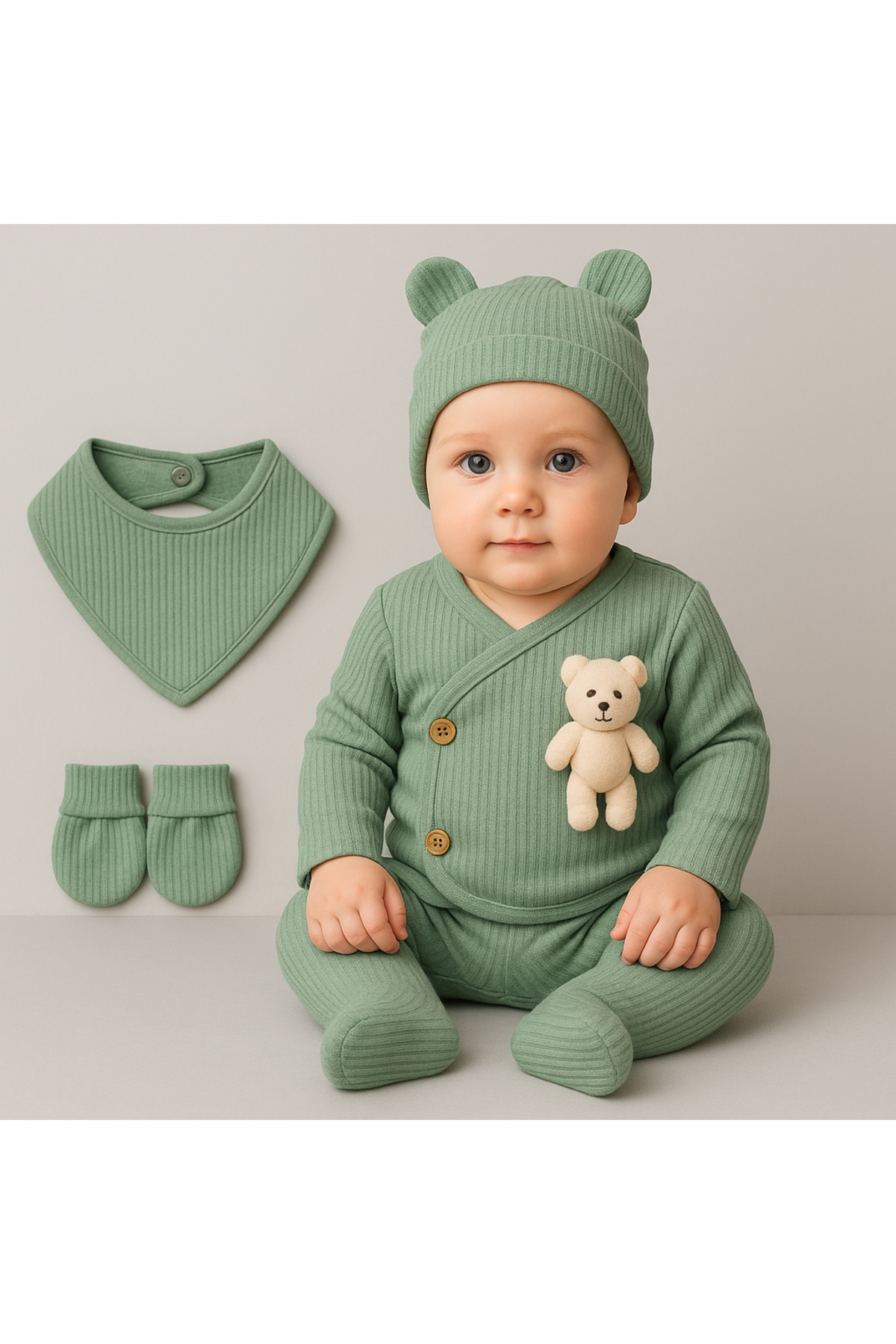 nevrankids Hastane Çıkışı 5'li Set (AYICIK HEDİYELİDİR) Yeşil fotoğrafı 6 (önizleme)