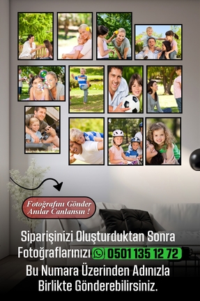 Genel Markalar 12 Adet Kişiye Özel Resimli Çerçeve Görünümlü MDF Tablo Seti