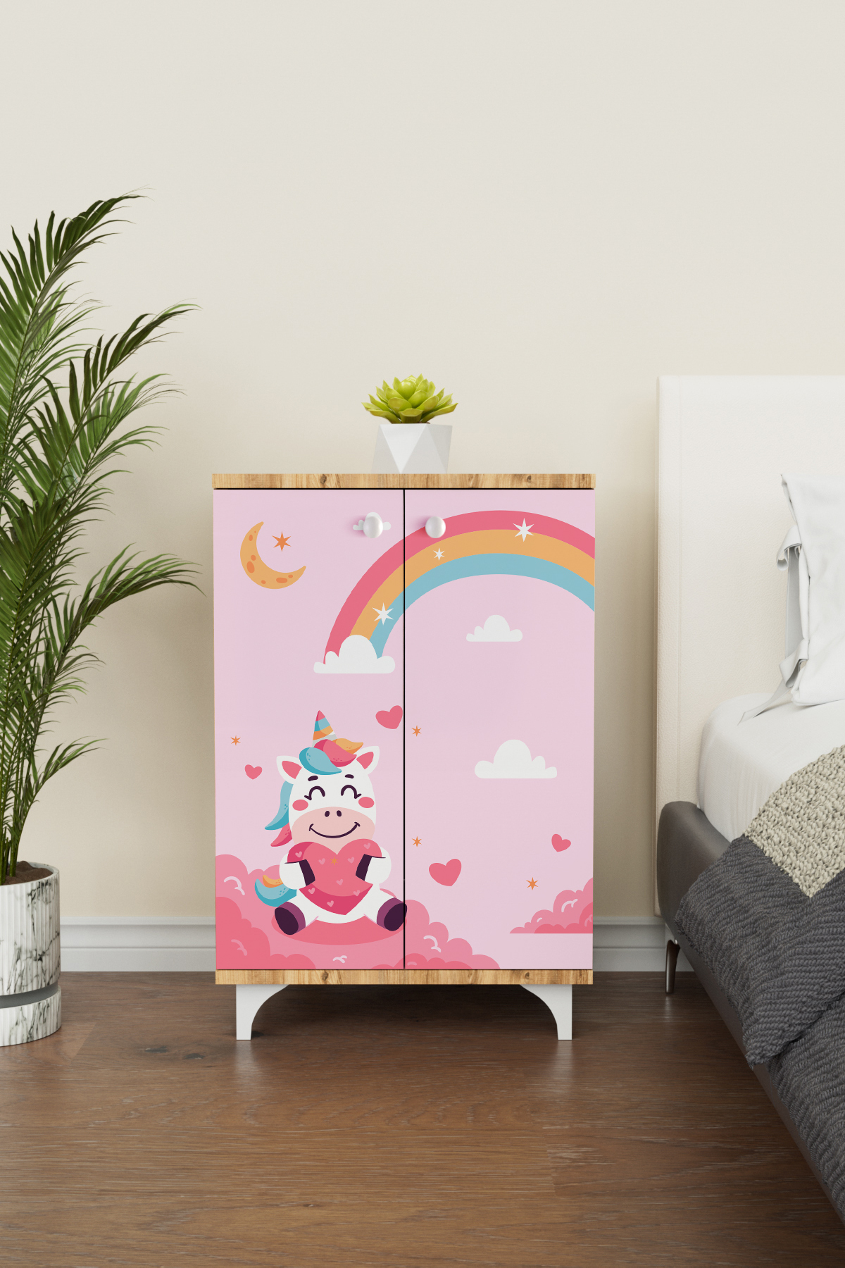 Hediyeler Kapında Pink Dream 2 Raflı Çok Amaçlı Dolap Çocuk Odası Dolabı Ahşap fotoğrafı 3 (önizleme)