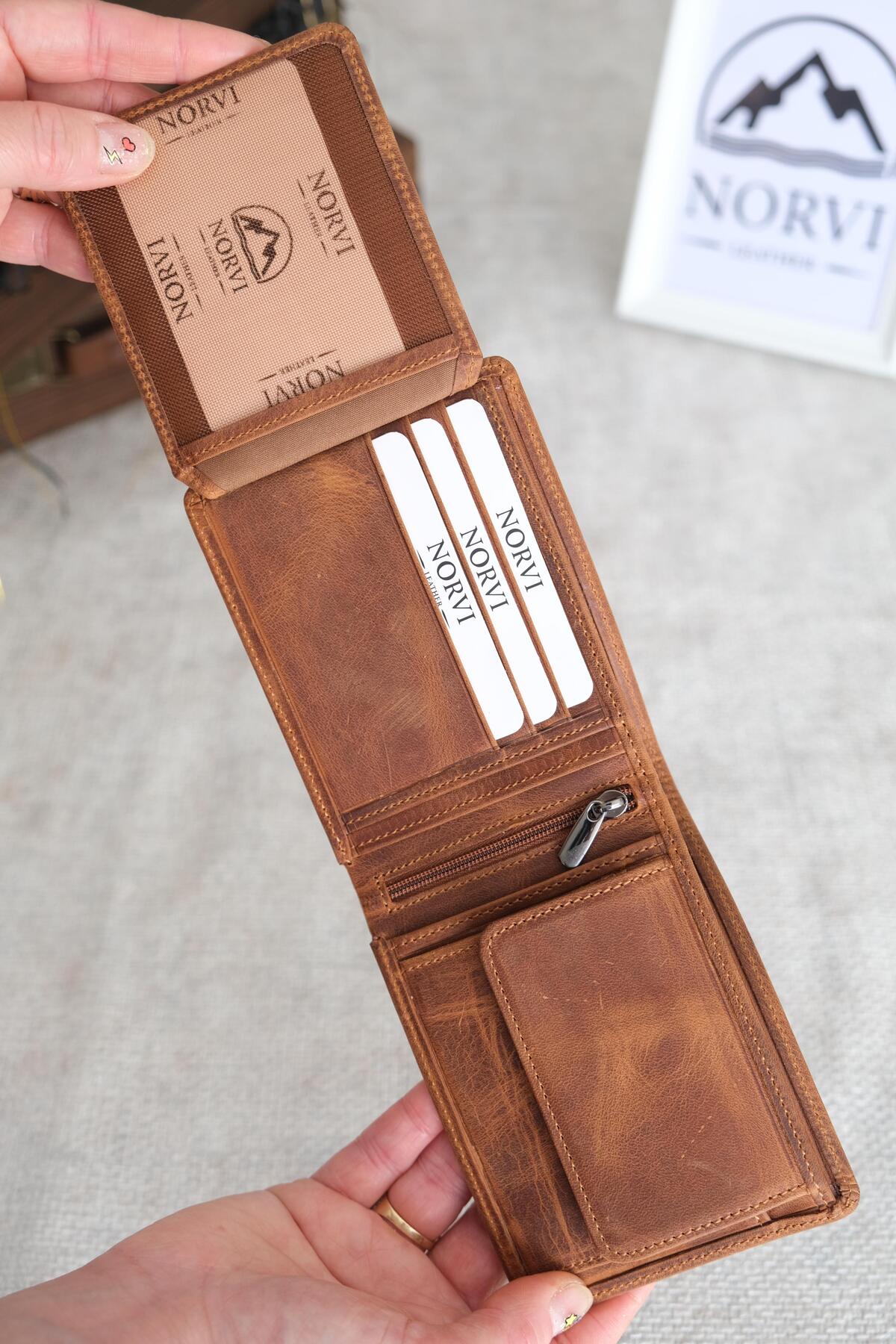 Norvi Leather Bozuk Para Gözlü Hakiki Deri Cüzdan Taba 1032