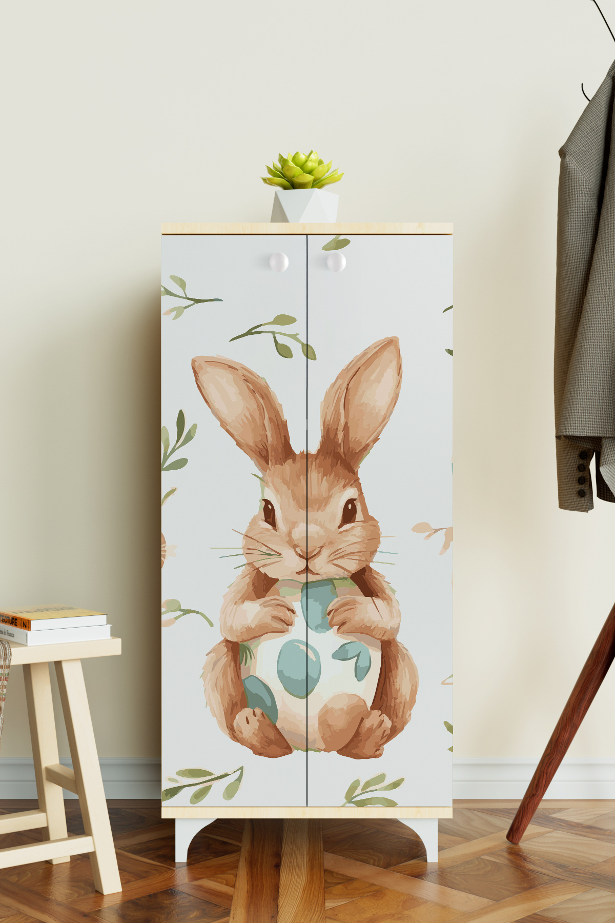 Hediyeler Kapında Pretty Rabit 3 Raflı Çocuk Odası Dolabı Çok Amaçlı Baskılı Oyuncak Dolabı Akçaağaç fotoğrafı 3 (önizleme)