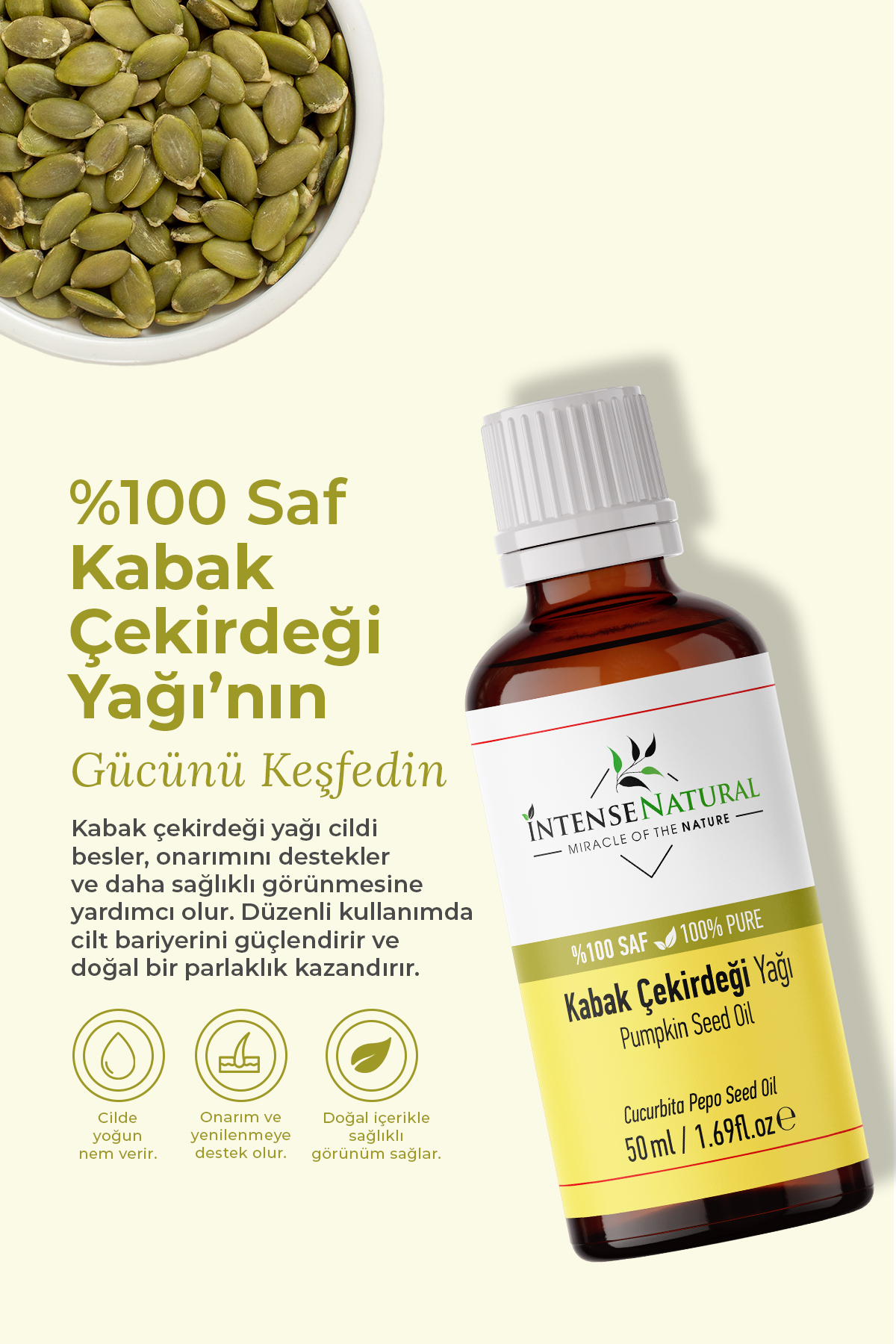 روغن دانه کدو تنبل پرس سرد ۵۰ میلی لیتر × ۲ عدد روغن دانه کدو تنبل ۱۰۰٪ خالص و طبیعی — NTR-1052 — تصویر 2 از 8