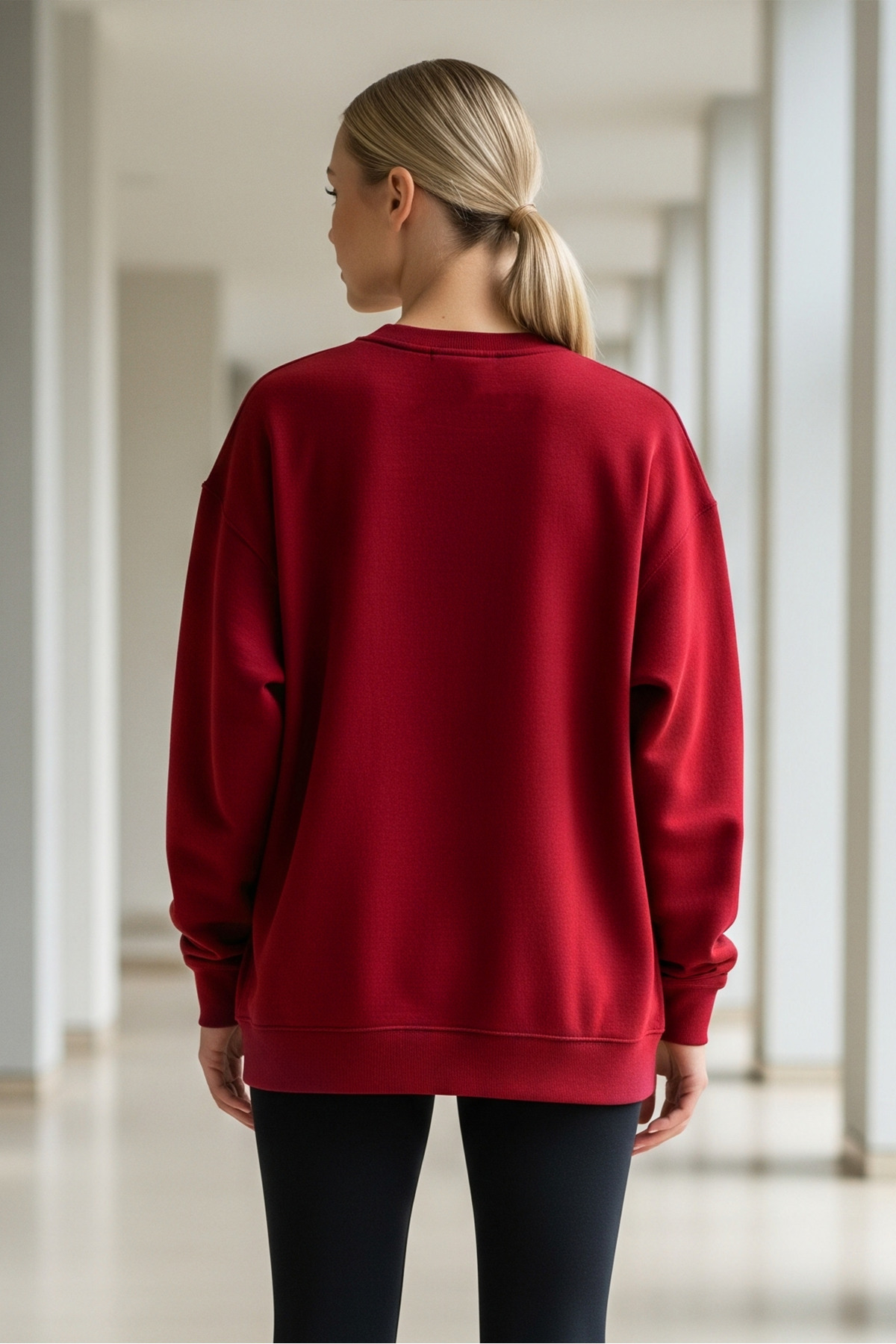 COMBİNE MİCHAİL Unisex 3'Lü Çağla Bordo Siyah Bisiklet Yaka Oversize Sweatshirt Paketi görsel 7