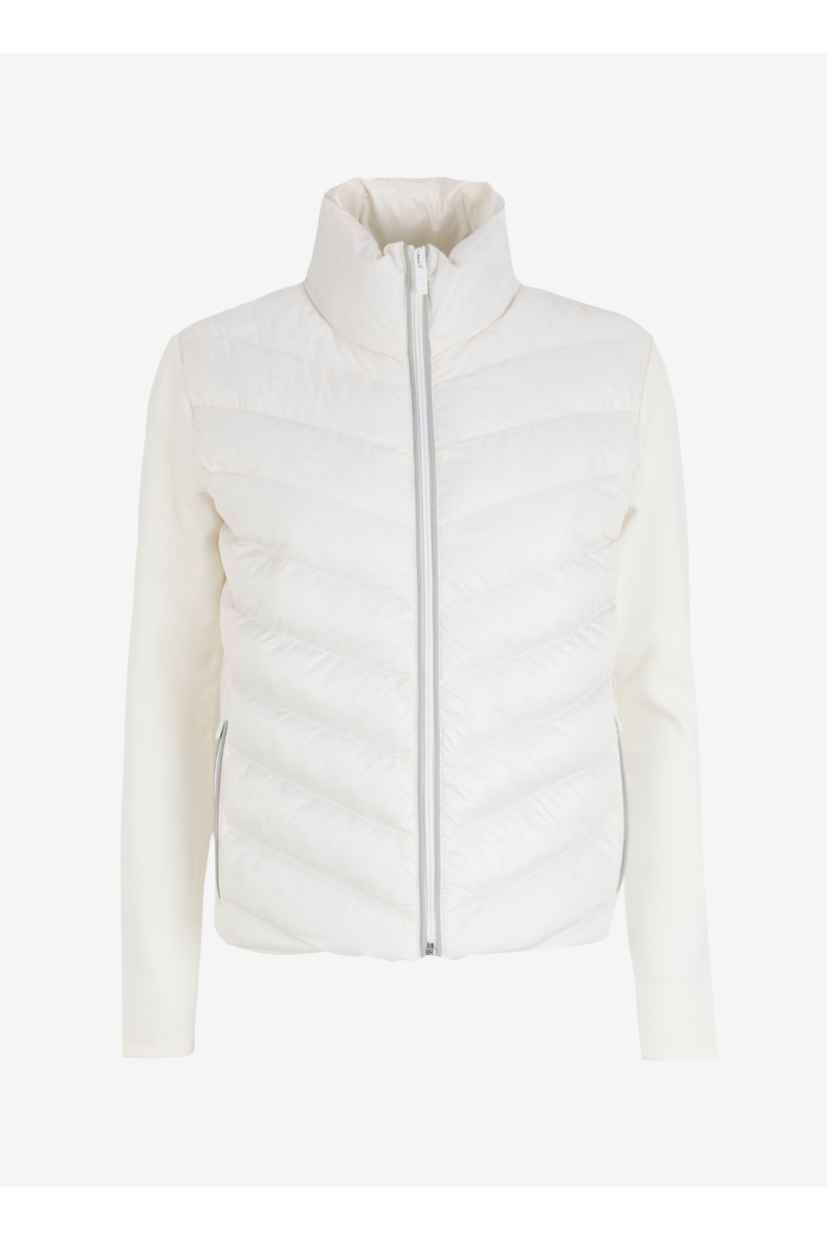 E 4.0 Design Studio x Fabrika Dik Yaka Kapitone Kırık Beyaz Kadın Sweatshırt F4WL-MNT W60