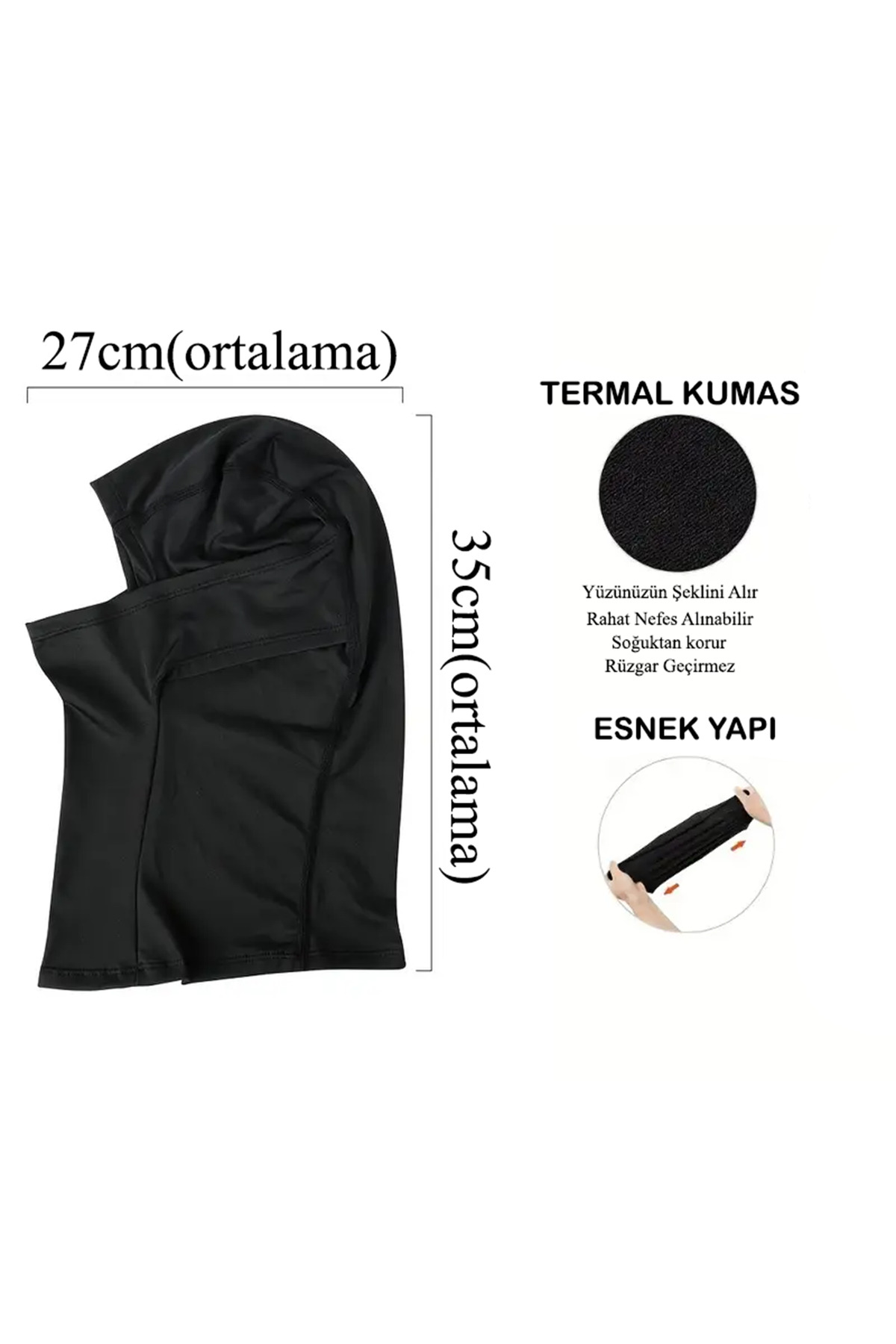 Flex Siyah kar maskesi Yazı Baskılı Reflektör balaclava-balaklava-bere-boyunluk-maske görsel 4