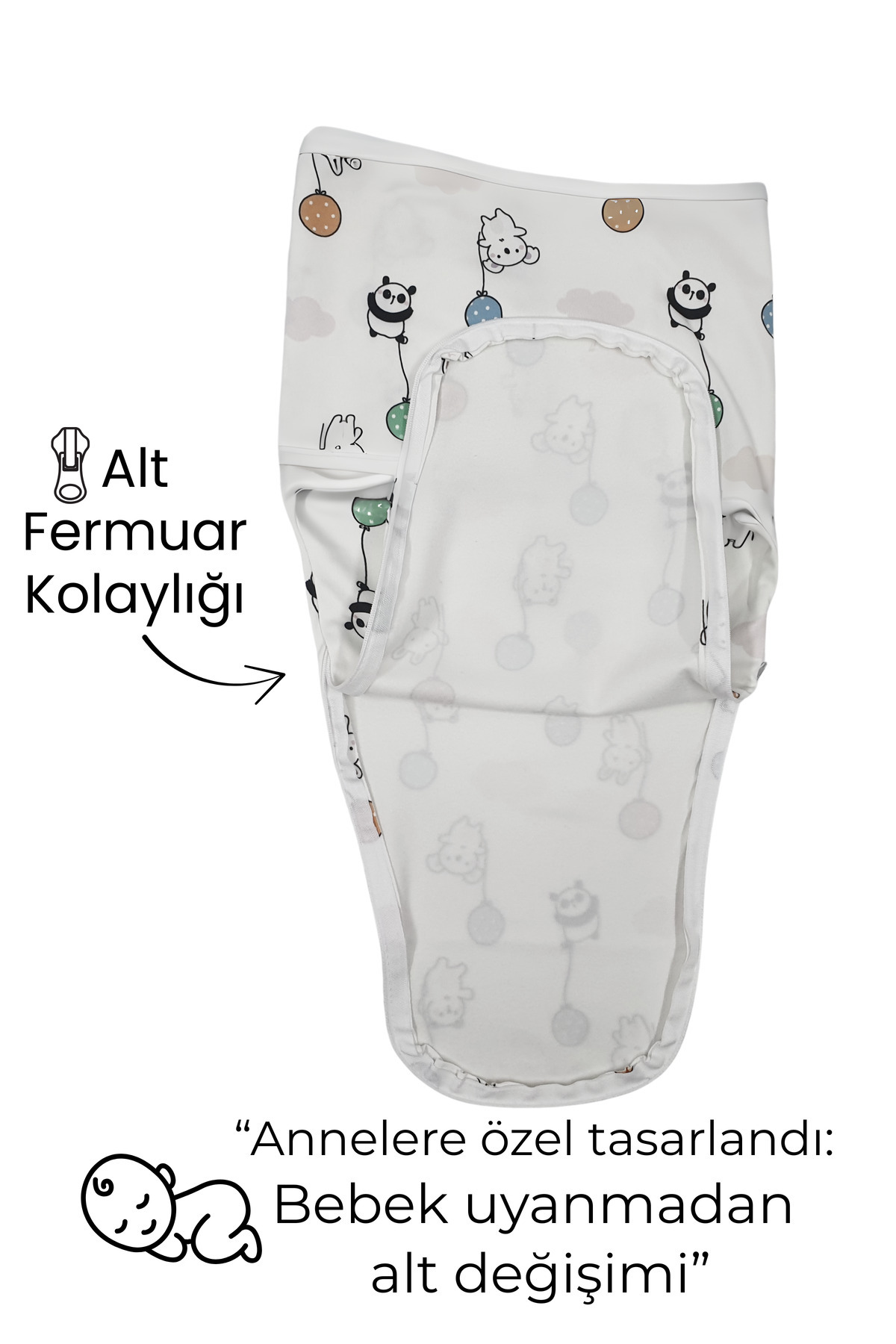 Nilmera Bebek Kundak | %100 Pamuk Organik Bebek Uyku Tulumu 0-3 Ay – Alt Fermuar ile Kolay Bez Değişimi fotoğrafı 3 (önizleme)