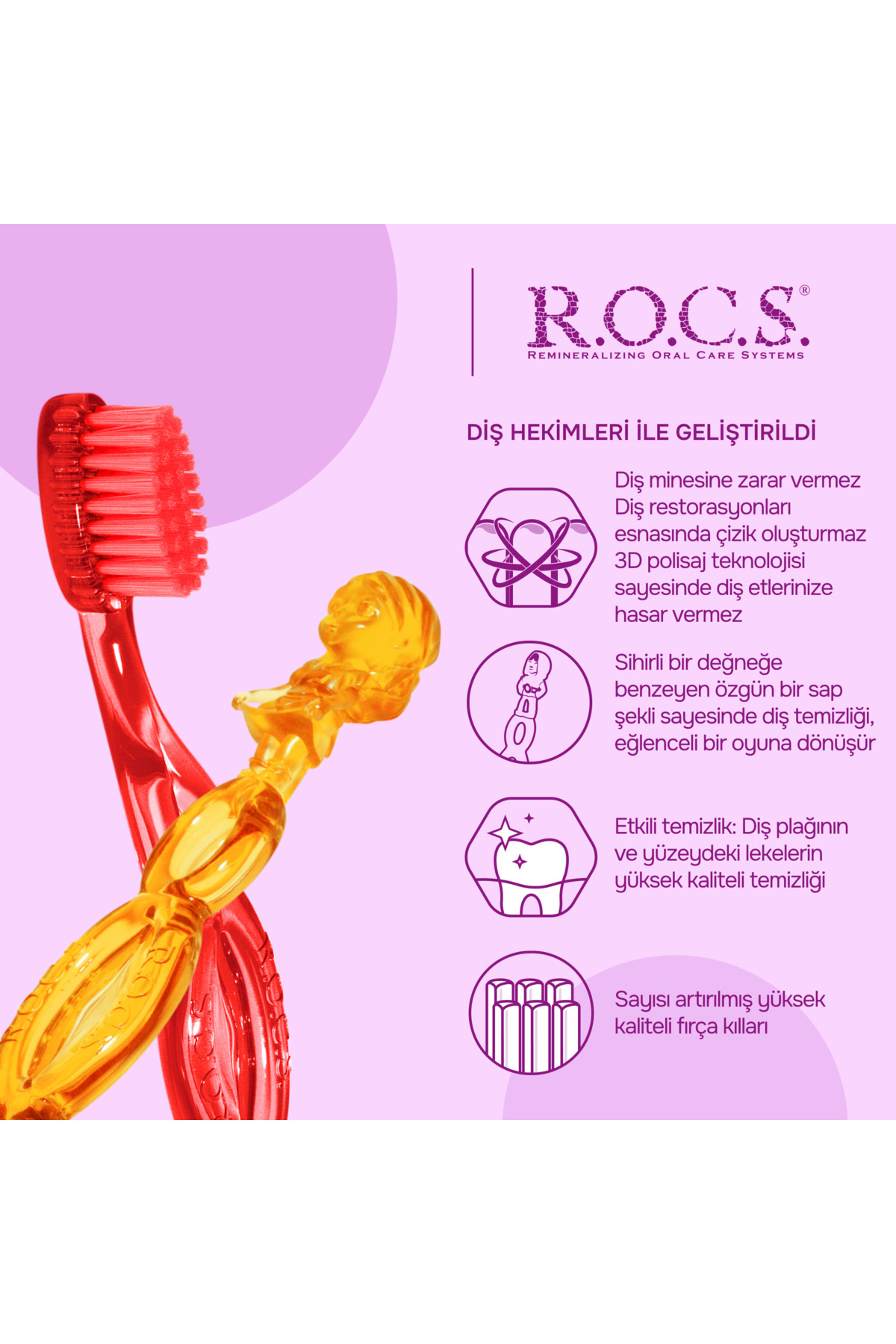 R.O.C.S. Kids Diş Fırça 3-7 Yaş Sarı 4607152730500s fotoğrafı 3 (önizleme)