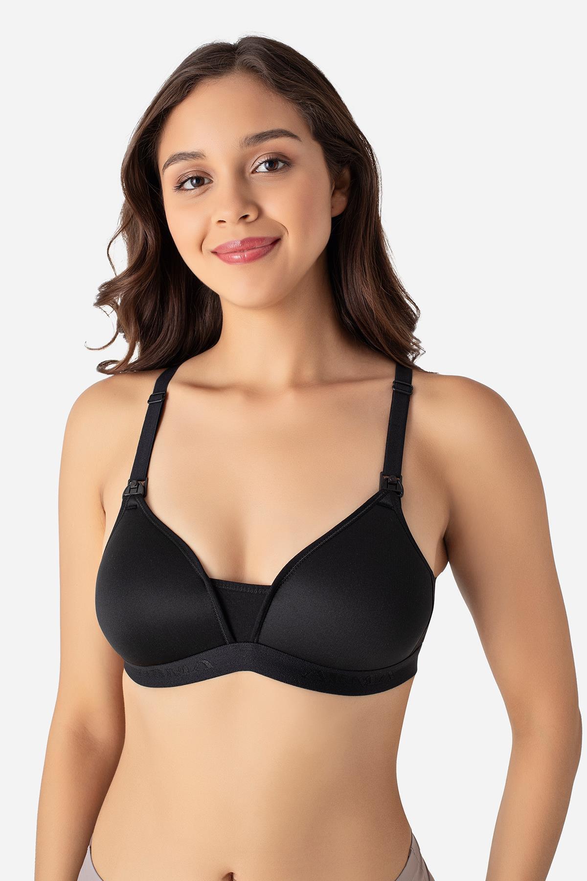 Arma Yıldız Kadın Siyah Pamuklu Emzirme Sütyeni Balensiz, Kaplı, Göğüs Ucu Belli Etmez, Hamile & Lohusa Uyumlu fotoğrafı 2 (önizleme)