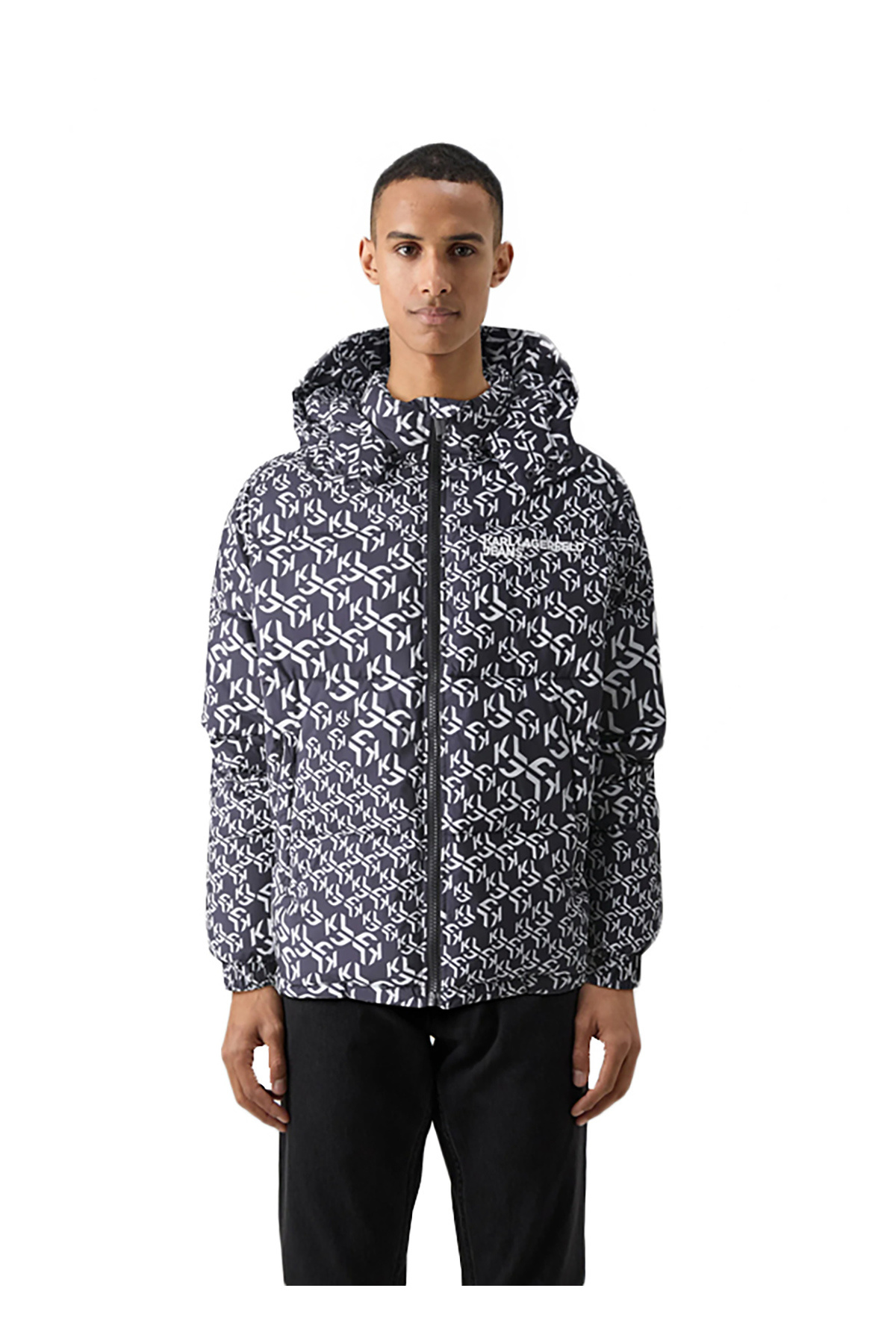 کارل لگرفیلد پالتو مردانه جین مشکی ۲۴۶D۱۵۰۸_KLJ MONOGRAM PUFFER