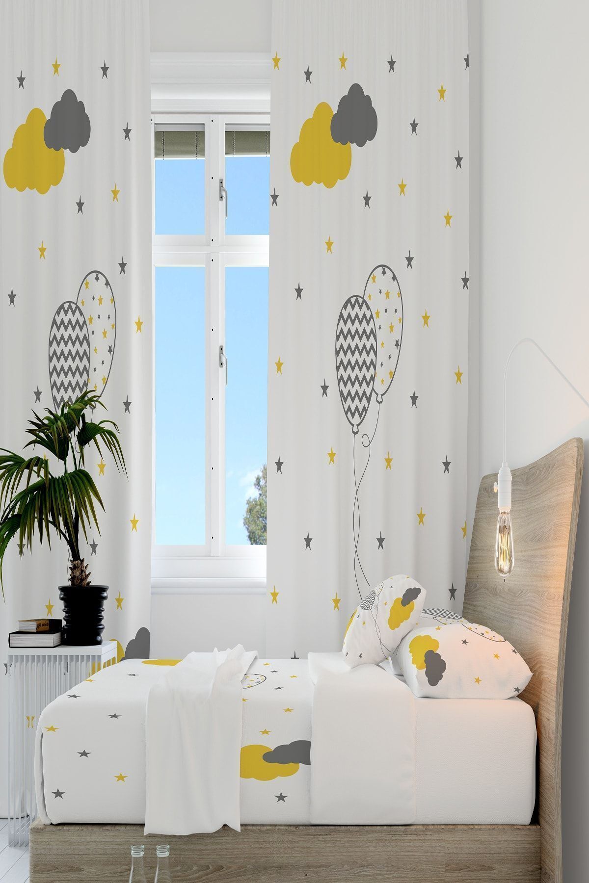 Talia Home Balon Desenli Çocuk Odası Fon Perdesi 2 Kanat Tla-189 fotoğrafı 4 (önizleme)