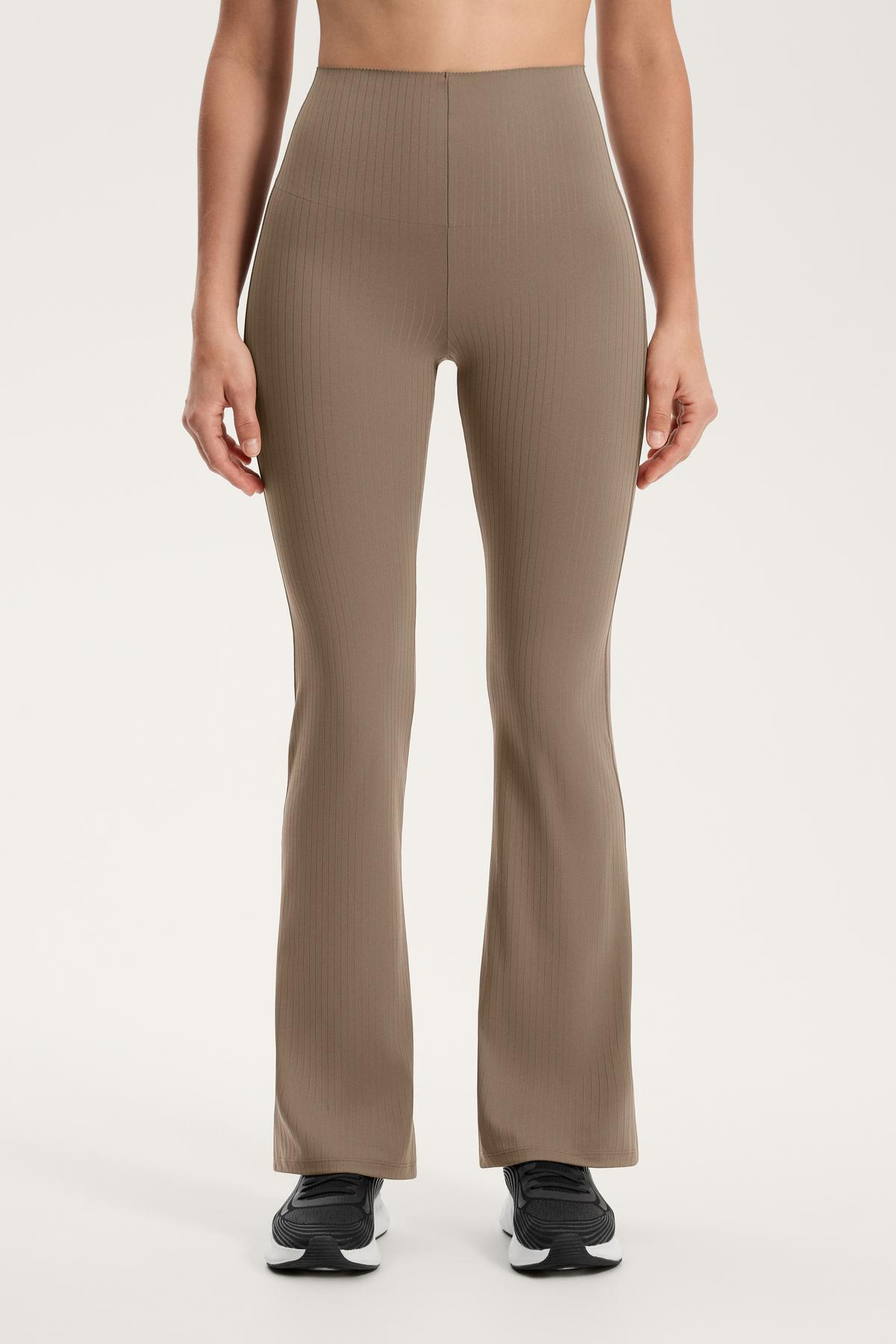 Oysho Yüksek bel Compressive toparlayıcı korseli blok çizgili İspanyol paça pantolon