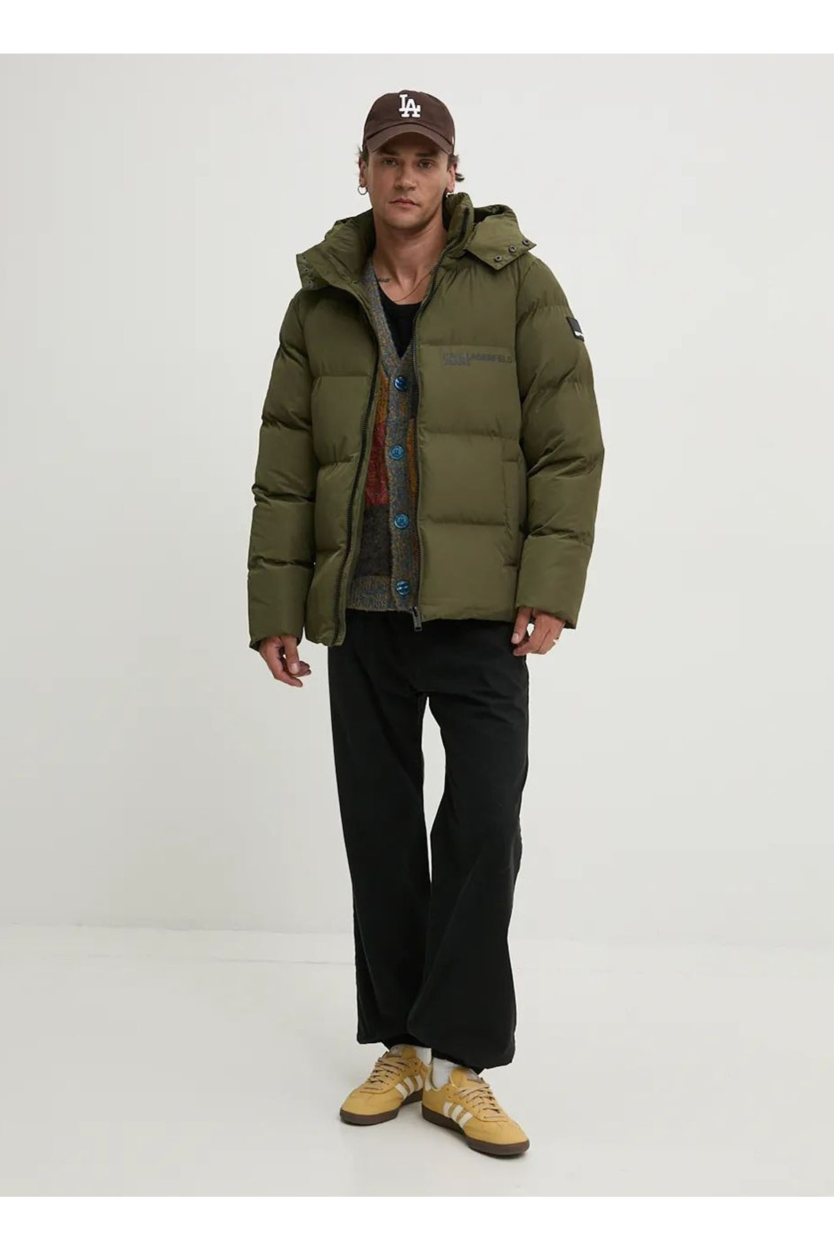 کارل لگرفیلد پالتو مردانه جین خاکی 246D1504_KLJ شلوار پفی معمولی