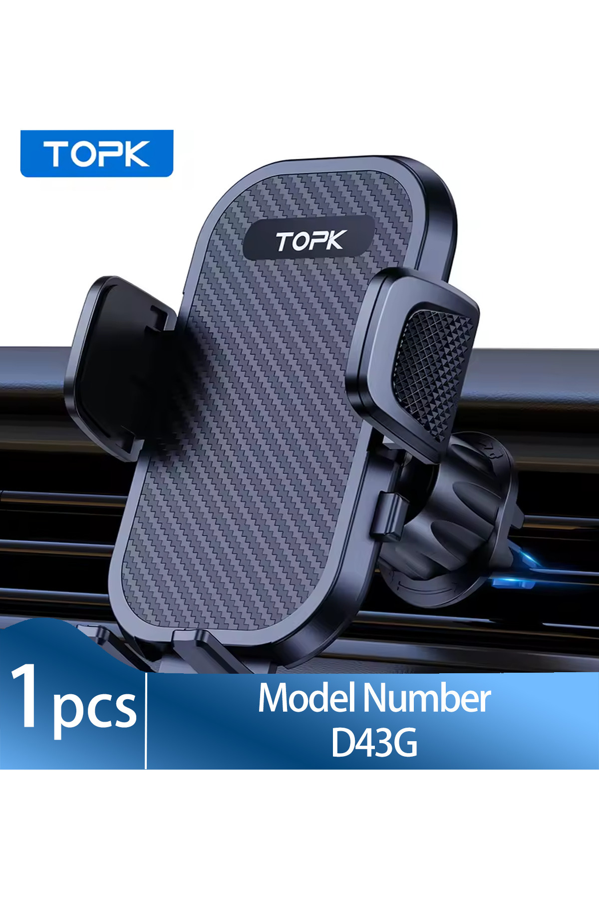 Choice TOPK Car Phone Holder, clip-on air vent mount, fits 4-7" phones, hands-free & secure.