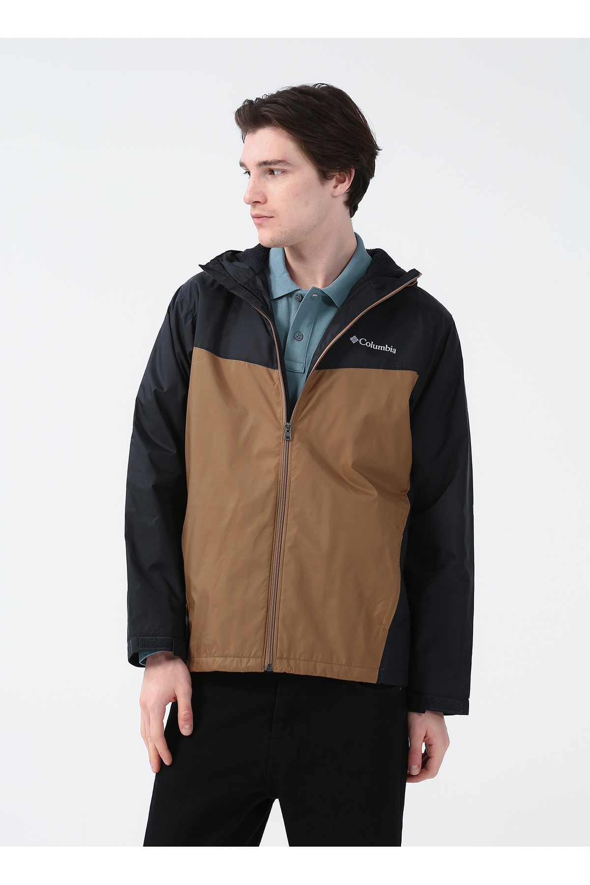 کلمبیا بارانی مردانه یقه کلاه‌دار مشکی گلنکر مدل SHERPA LINED JACKE XM0676 سایز معمولی