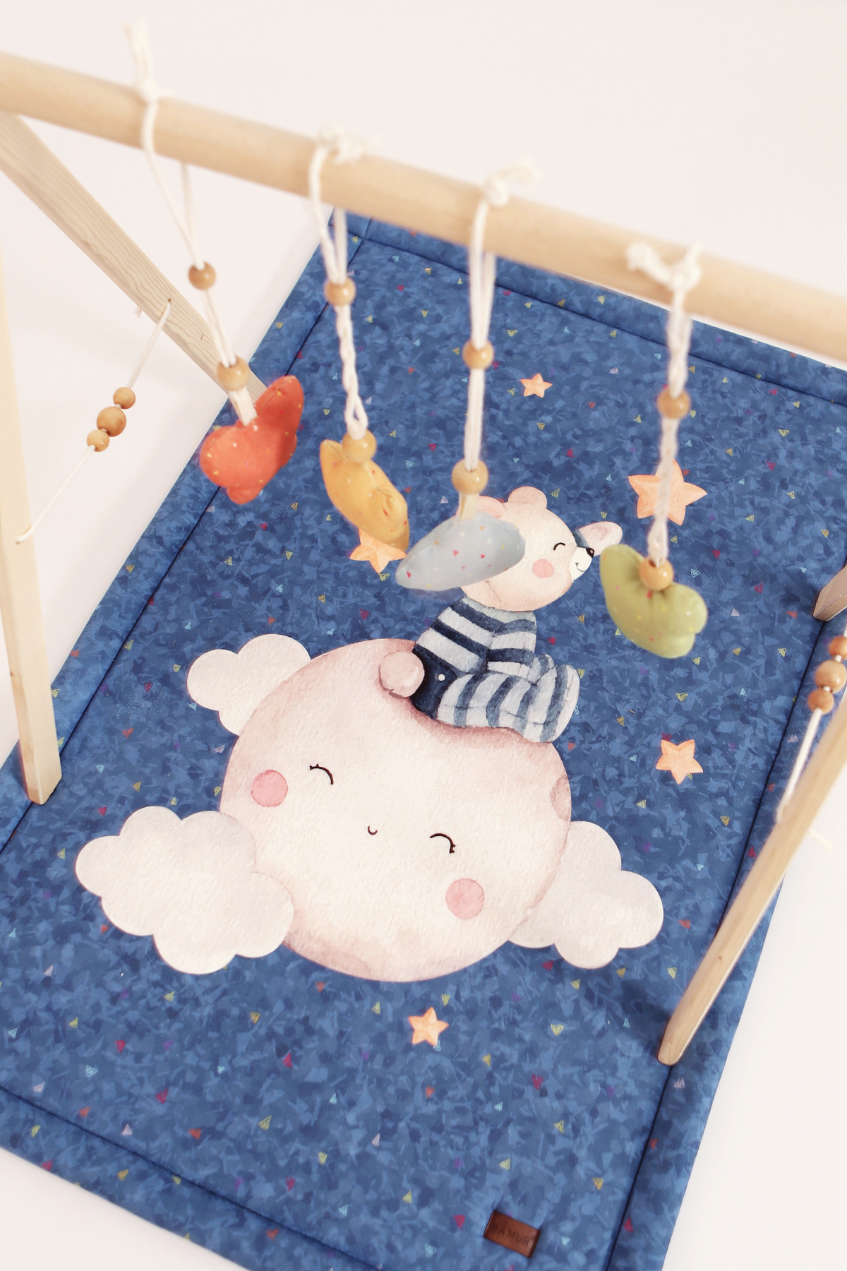 HAMUR Bebek Oyun Halısı Ahşap Oyun Matı Oyuncaklı Yenidoğan Aktivite Etkinlik Egzersiz Baby Gym Moon fotoğrafı 2 (önizleme)