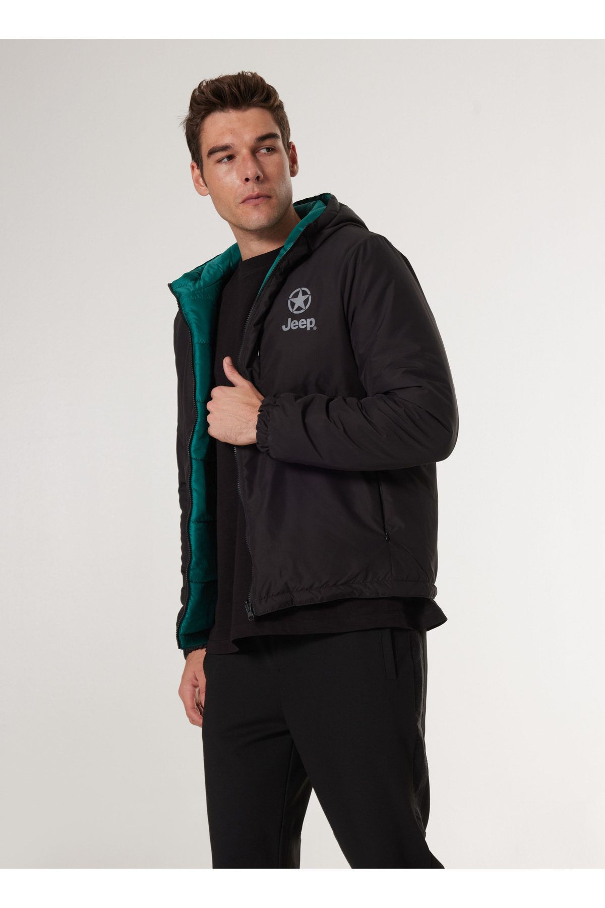 جیپ پالتو مردانه سبز - مشکی J4WM-MNT7306