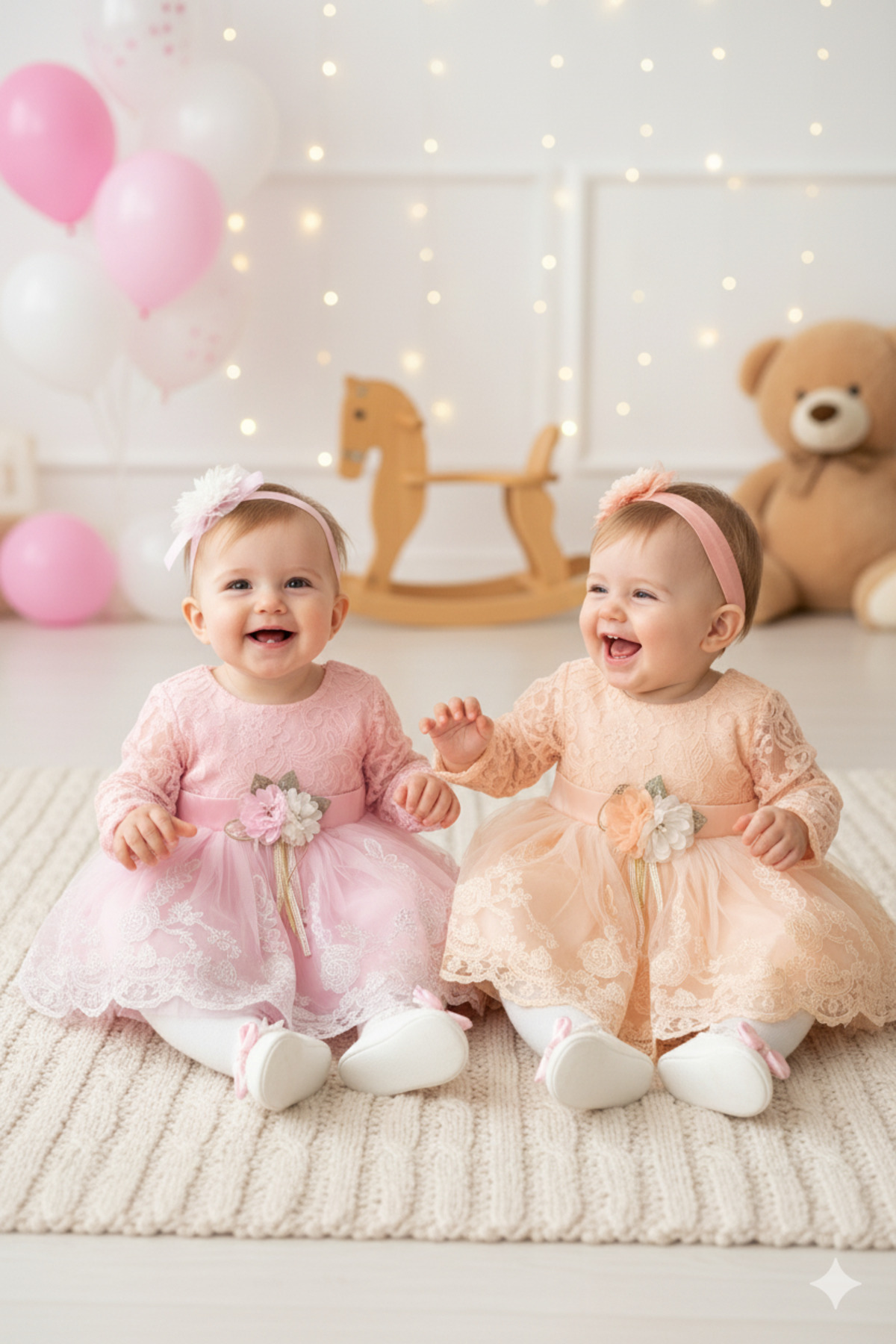 Petite Ponpon Baby Kız Bebek 0-6 Ay Gelinlik Elbise 5 Li Mevlütlük Set Uzun Kollu Fransız Dantelli Elbise fotoğrafı 2 (önizleme)