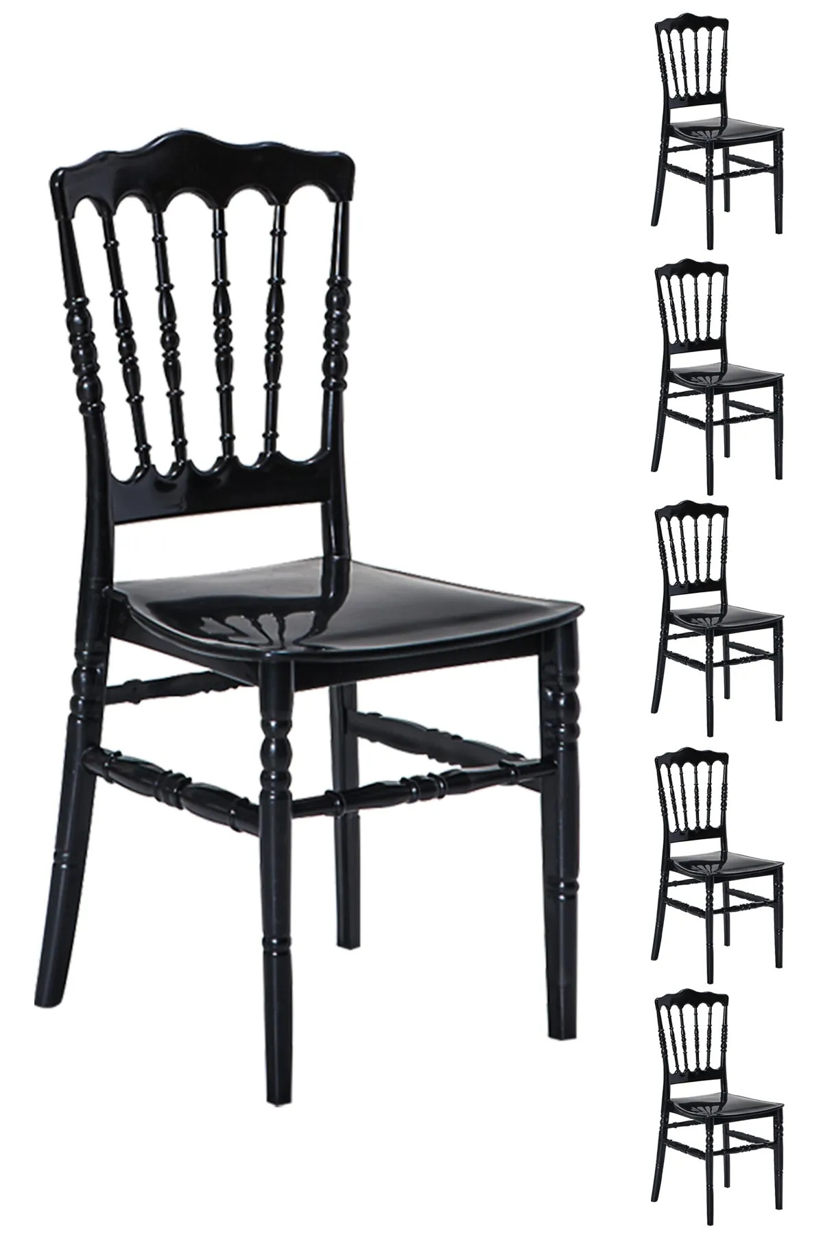 6 Miray Black Chairs / Balcony-garden-kitchen
