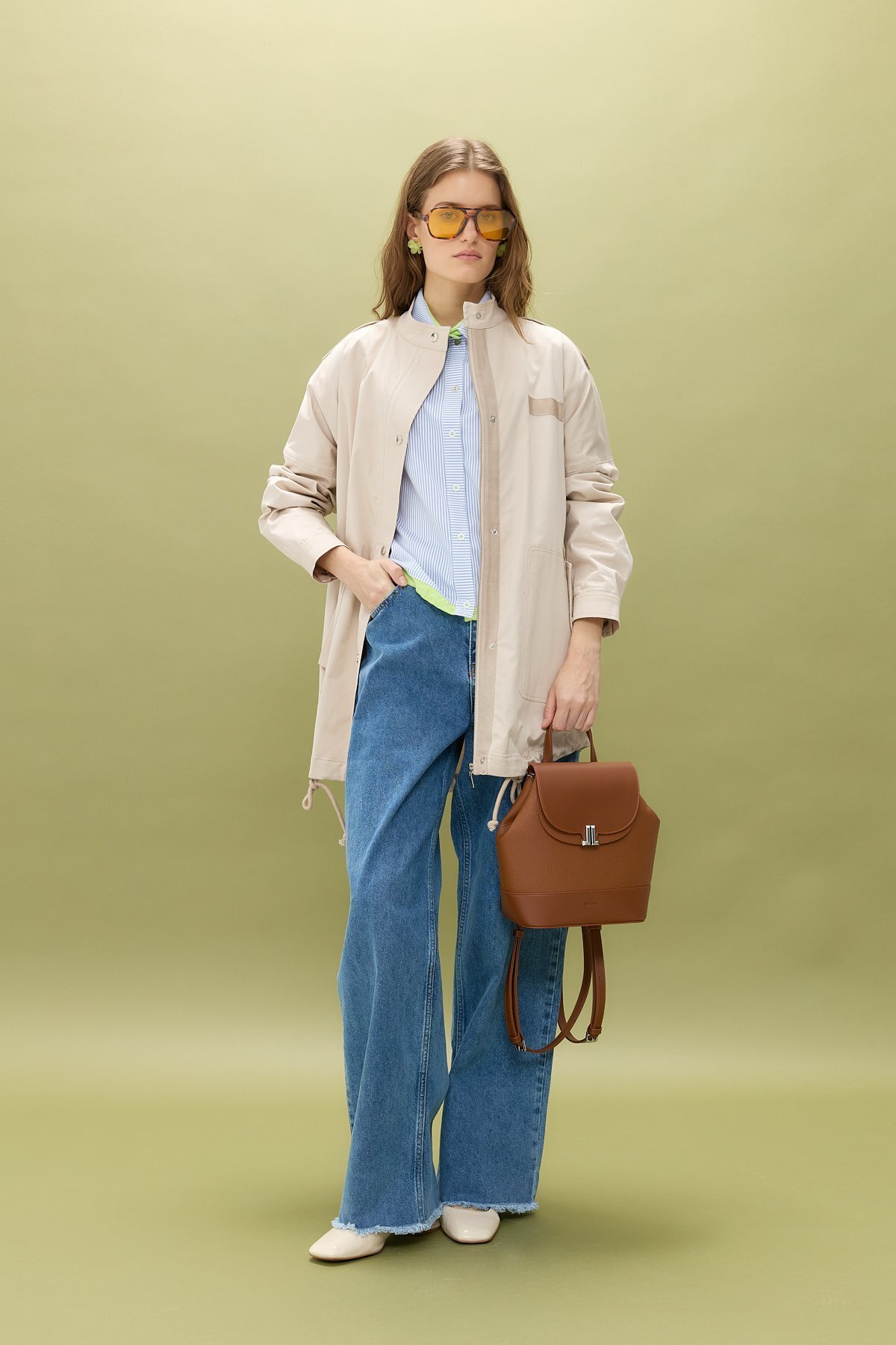 Nihan Apolet Detaylı Oversize Kap Bej