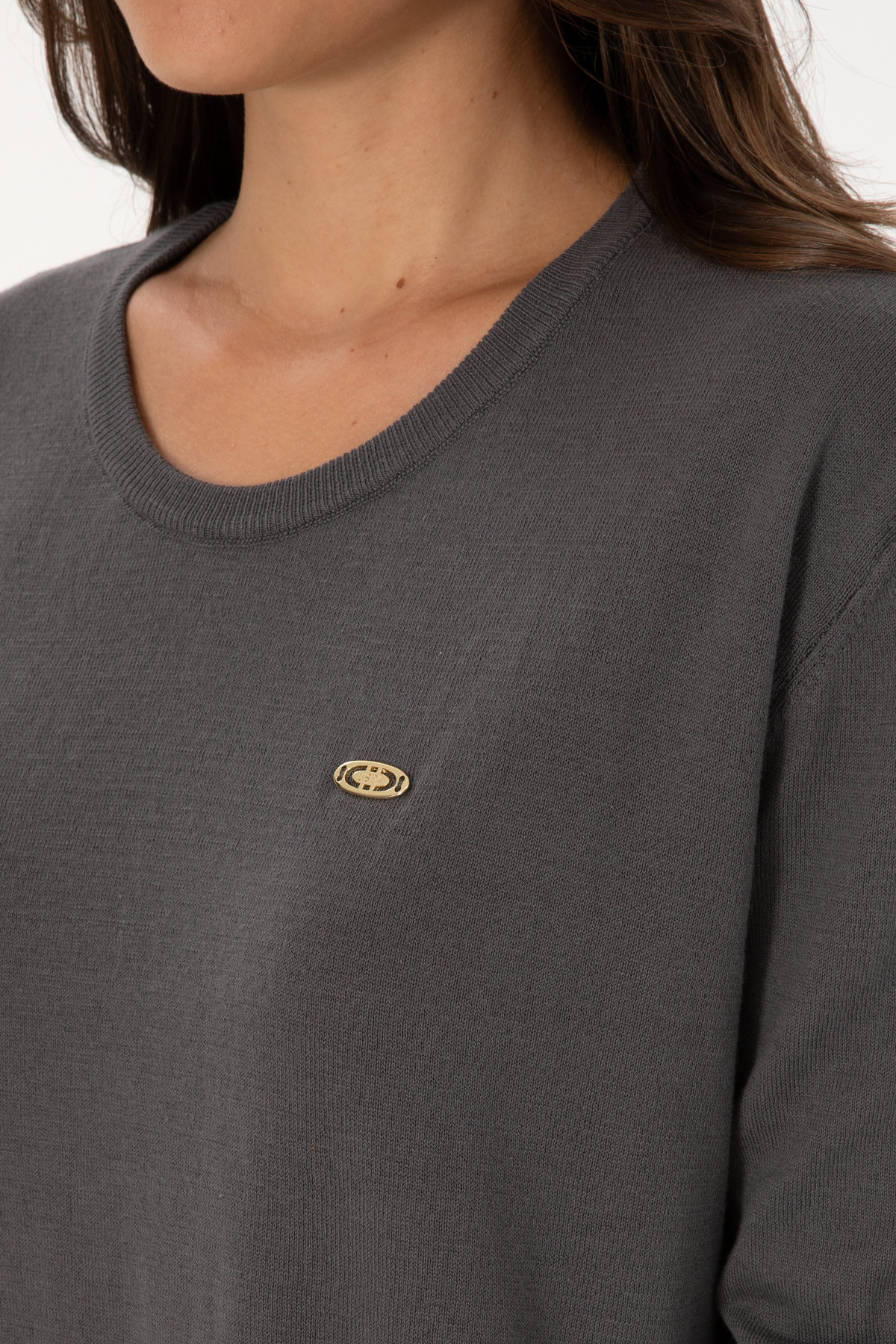 U.S. Polo Assn. Kadın Gri Bisiklet Yaka Basic Kazak 50307735-VR024 görsel 7