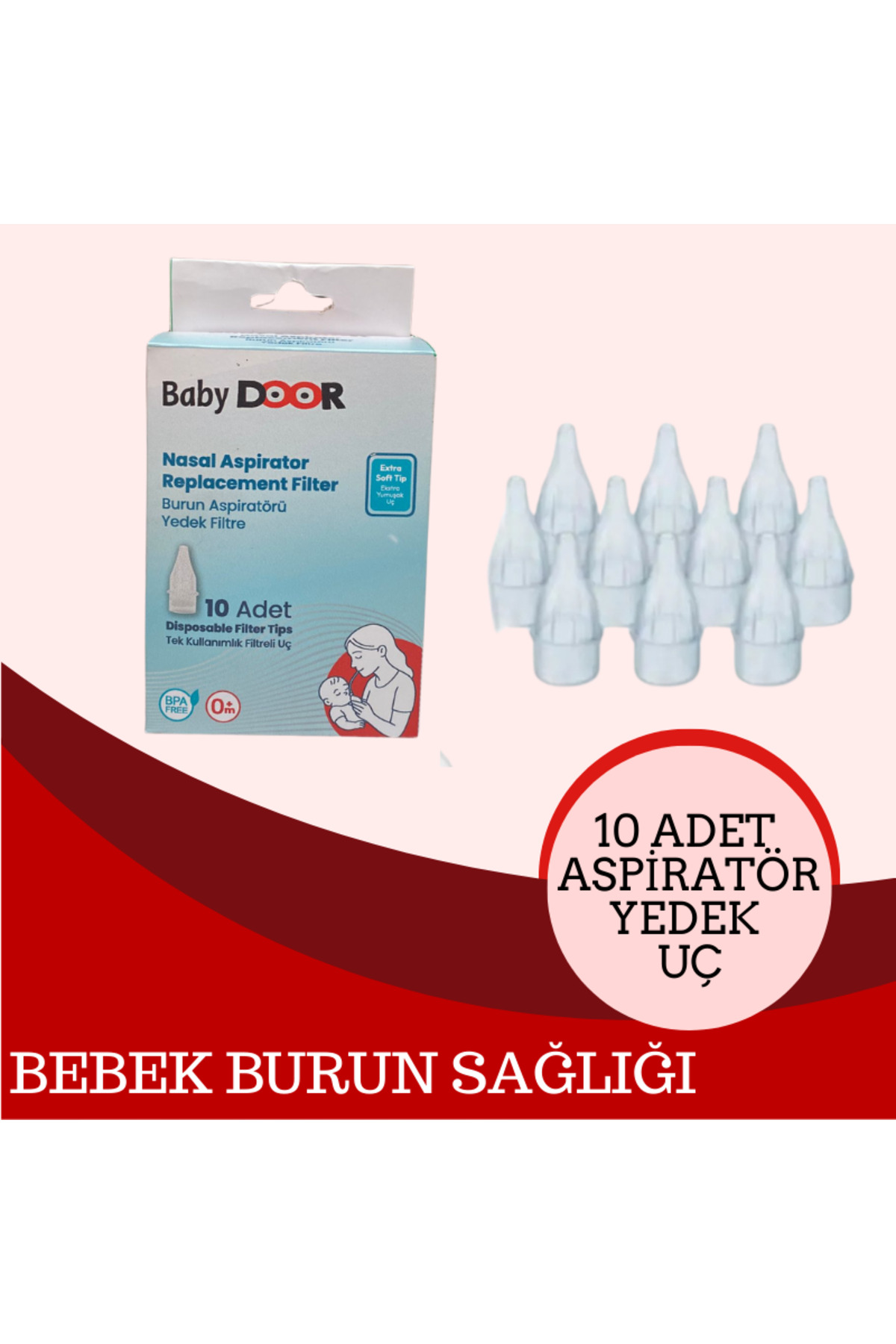 babydoor Nasal Burun Aspiratörü Seti Ve 10 Adet Yedek Uç Bebek Burun Temizleyici Nazal Başlangıç Set fotoğrafı 7 (önizleme)