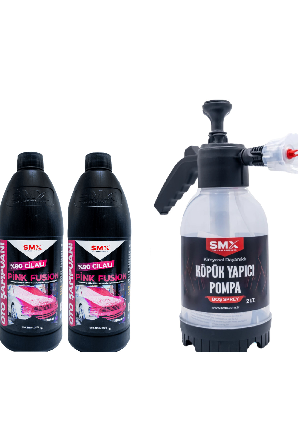 SMX %90 cilalı Pink Fusion Oto Şampuanı 750 ml 2adet ve Köpük