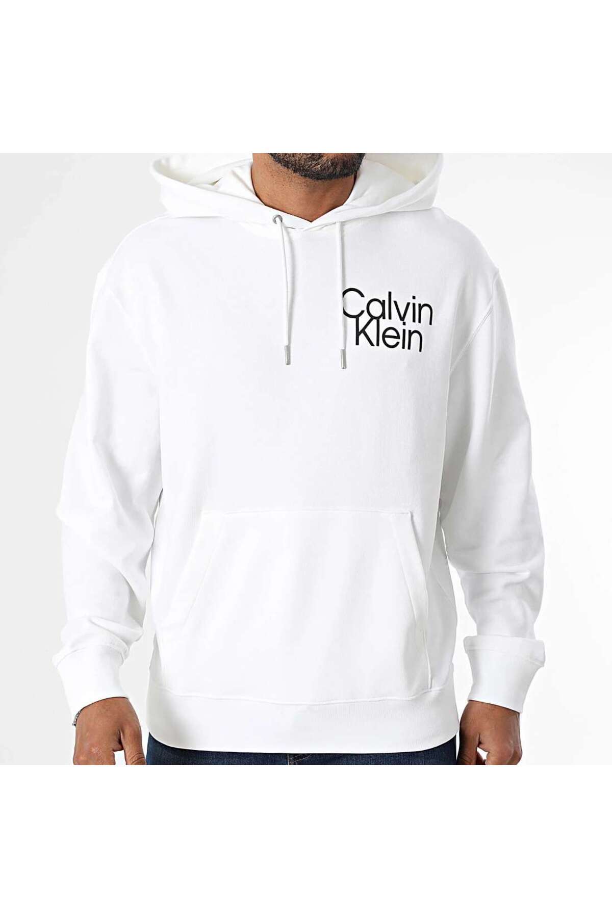 کلوین کلاین سویشرت مردانه سفید گرافیکی LS EU 350Terry SP CALVIN