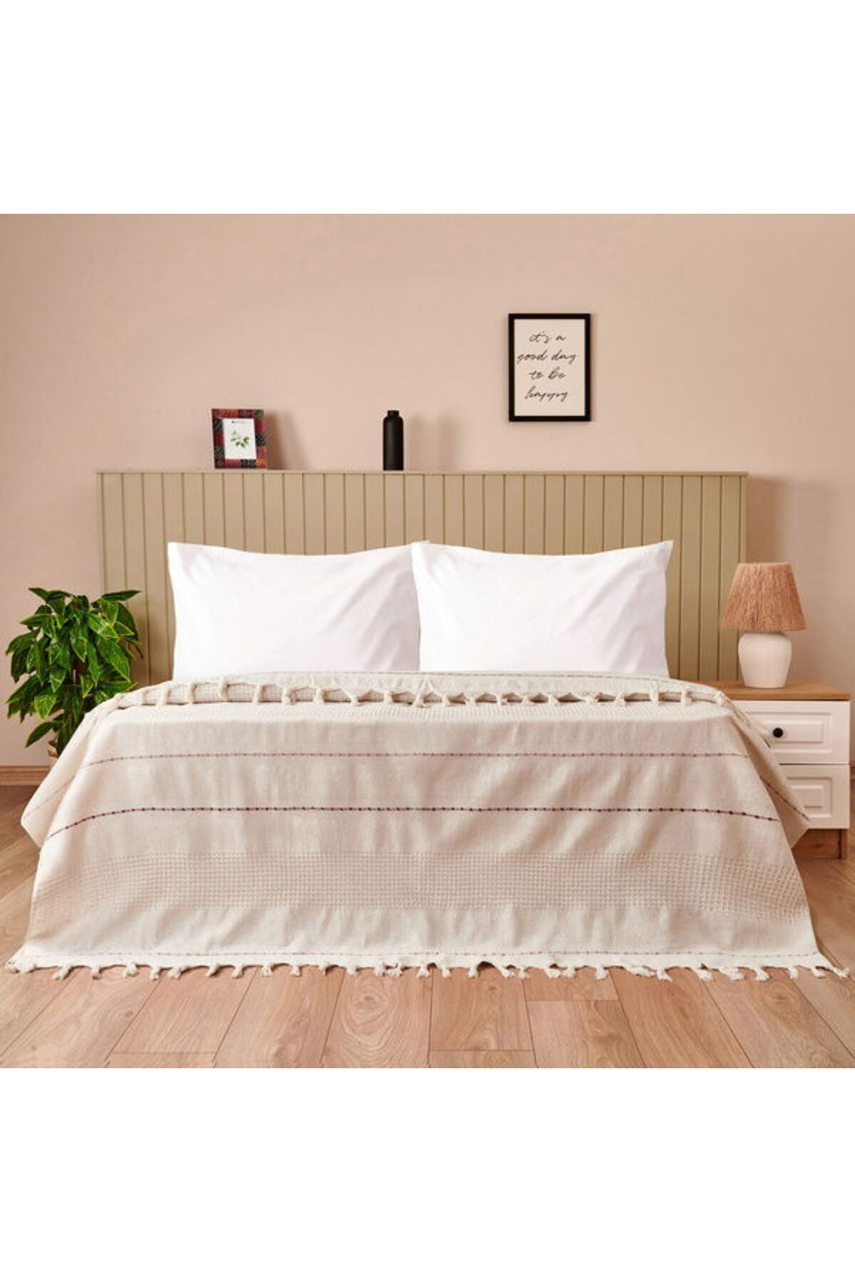 Soft Solvia Double Bedspread - Cream - 200x230 cm