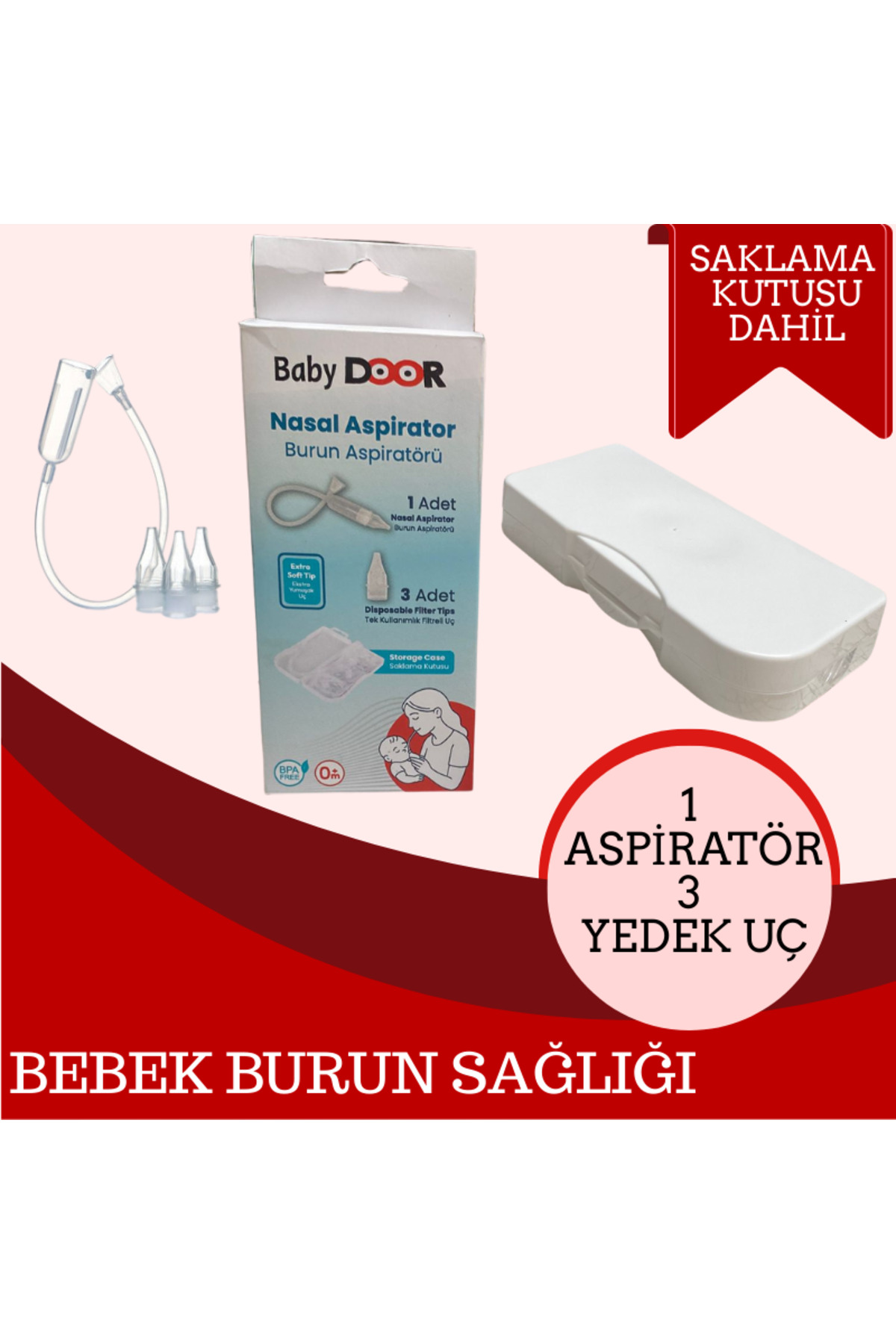 babydoor Nasal Burun Aspiratörü Seti Ve 10 Adet Yedek Uç Bebek Burun Temizleyici Nazal Başlangıç Set fotoğrafı 6 (önizleme)