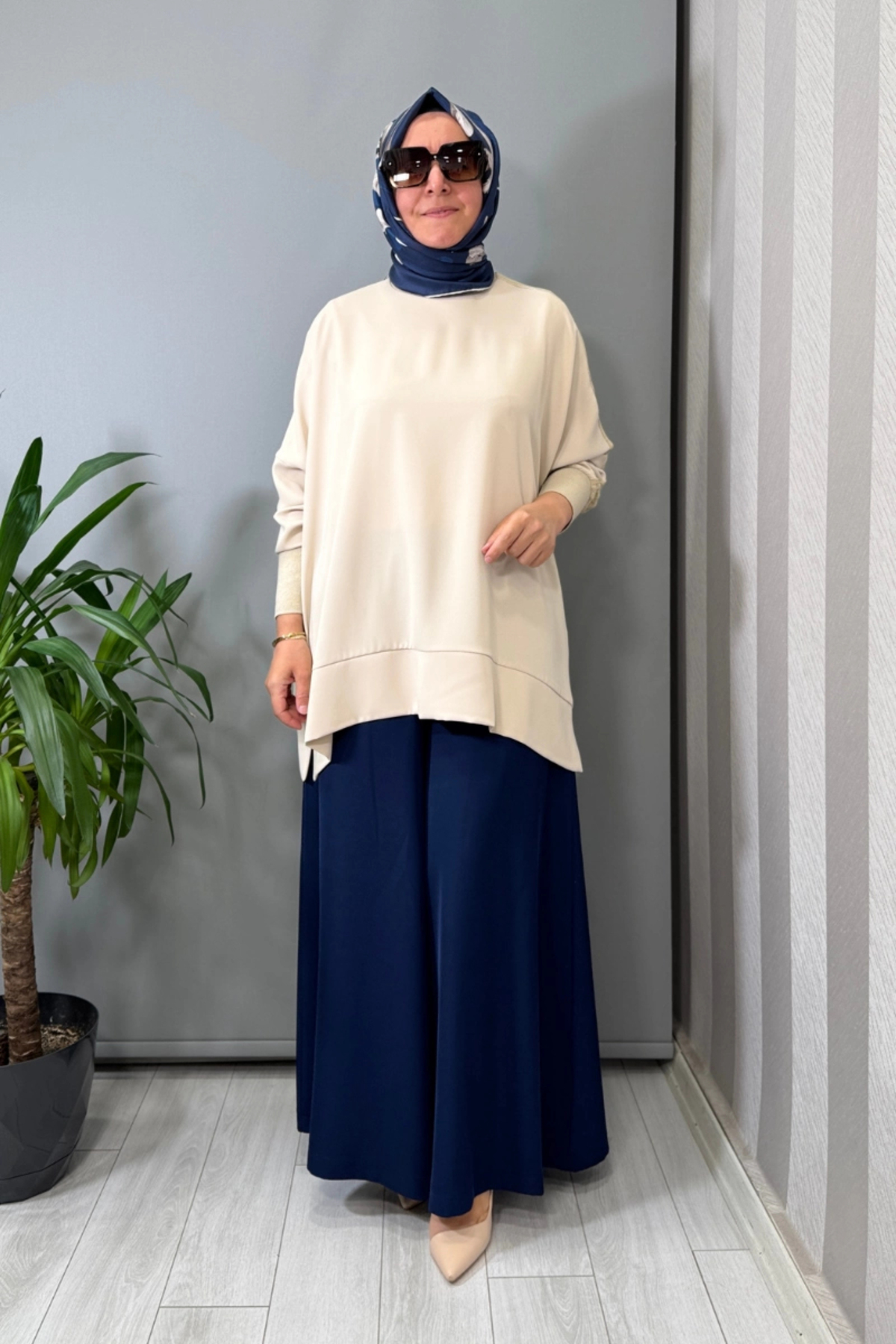 Sentez Logos Geniş Paça Pantolon Lacivert 5561 - Fiyatı, Yorumları