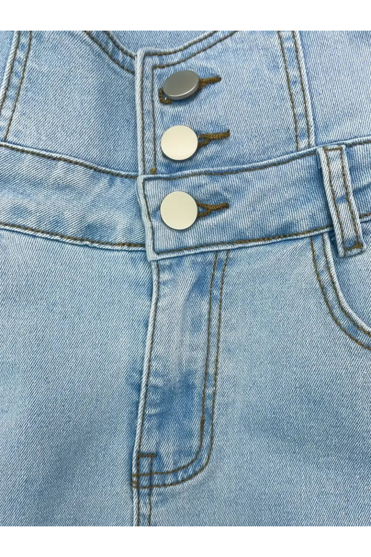 Masspera  Yüksek Bel Düğmeli Yırtık Detaylı Kot Pantolon - Görsel 4