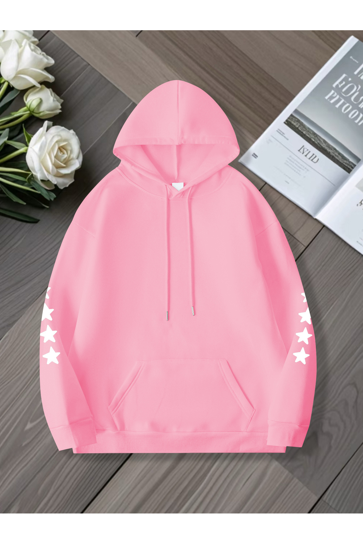 GALASHOP Kadın Plus Star Yıldız Hoodie görsel 2