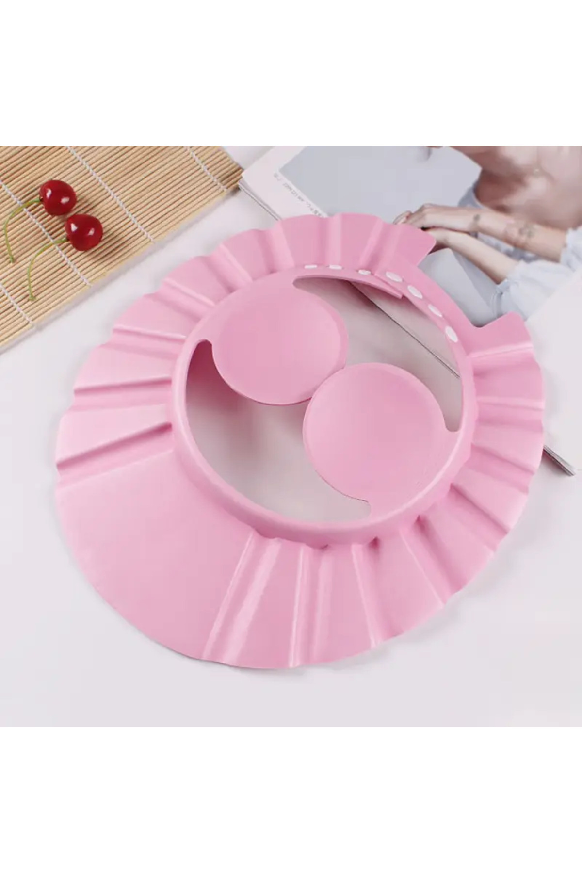 Askımo Pembe Kız Bebek Banyo Şapkası Duş Başlığı Ayarlanabilir Çocuk Küvet Göze Su Kaçırmayan Şapka Pembe