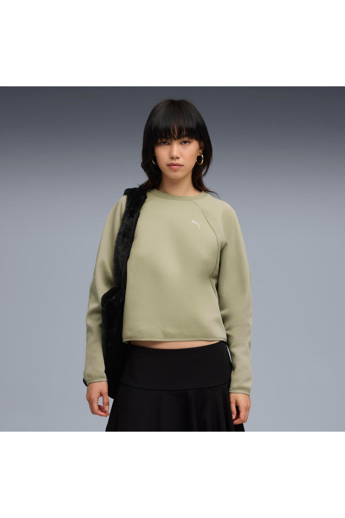 Puma Evostrıpe Comfort Short Crew Kadın Yetişkin Sweatshirt görsel 3