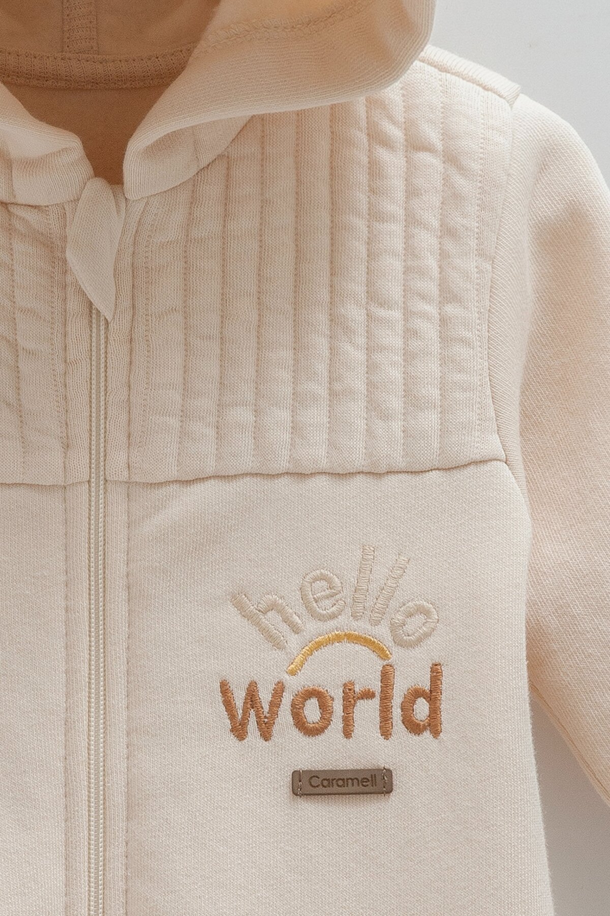 Caramell ANIMALS WORD İÇİ ŞARDONLU FERMUARLI KAPŞONLU TULUM (01-12 AY ARASI) - BEJ fotoğrafı 2 (önizleme)