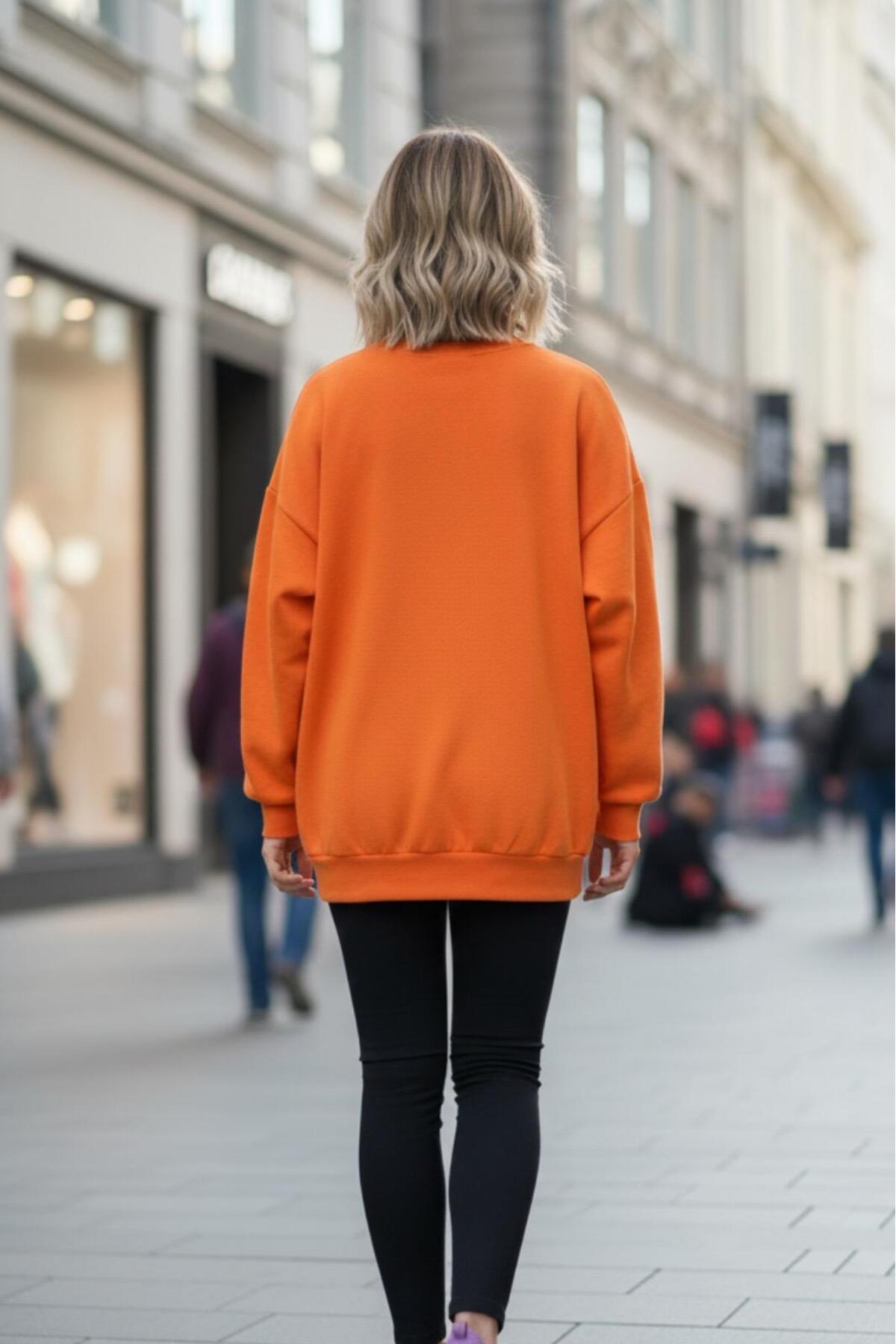 KOZİA OUTDOORS  I'M OK ! baskılı oversize kadın bisiklet yaka sweatşhirt - Görsel 3