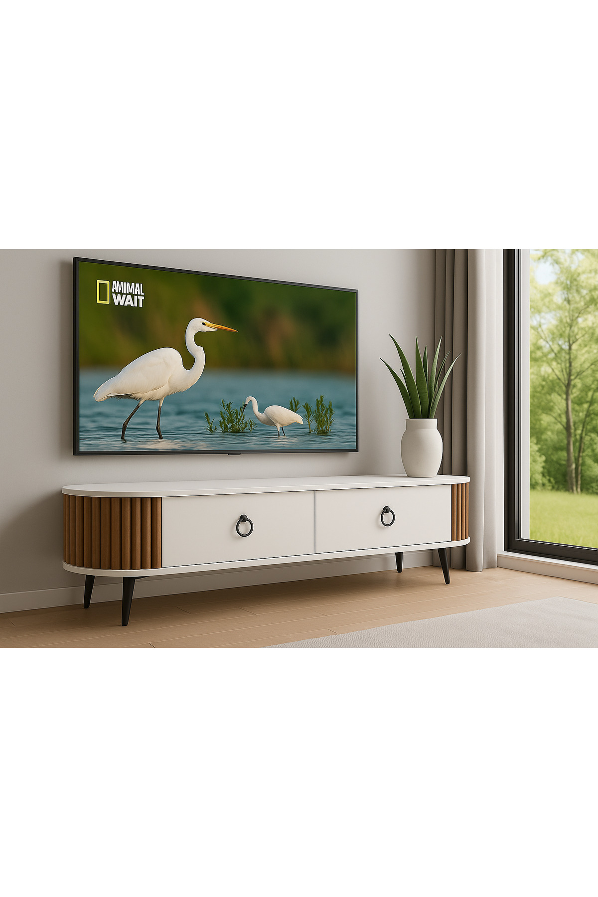 Linea 180 cm decorative TV unit with oval