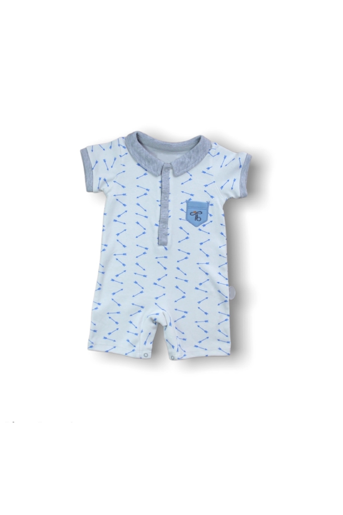 Diji Baby 6-9 9-12 12-18 Ay Galaksi Baskılı Çıtçıtlı Kısa Kollu Erkek Bebek Tulumu