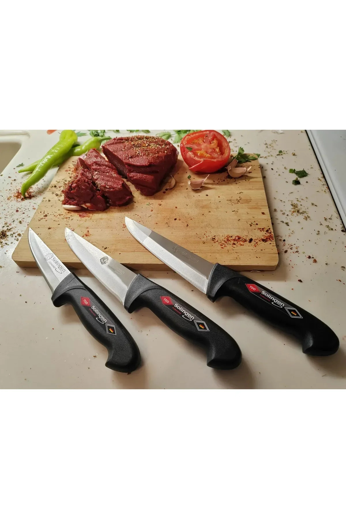 KB SOLİNGEN Solingen Siyah 3 Lü Kasap(ET)Bıçağı Seti