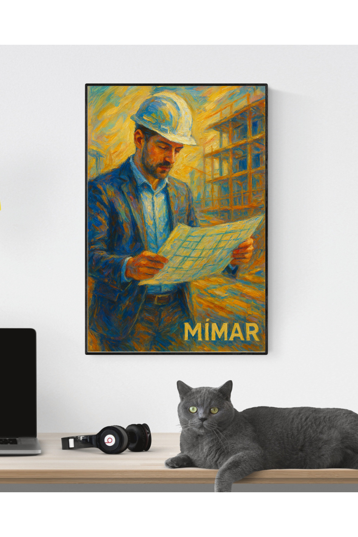 Bestway ve Diğeri Popuster Yapay Zeka Yağlı Boya Görünümlü Dijital Poster "MİMAR"