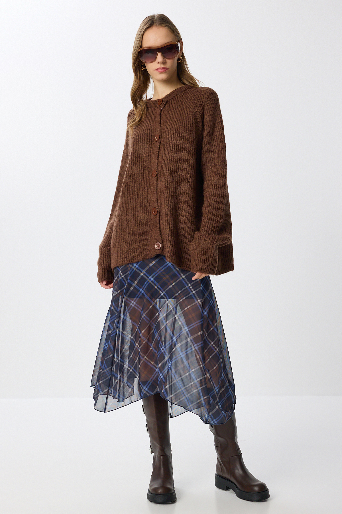 Lovelyİstanbul  Yün Karışımlı Düğmeli Triko Hırka LİY0002 KAHVERENGİ - Görsel 3