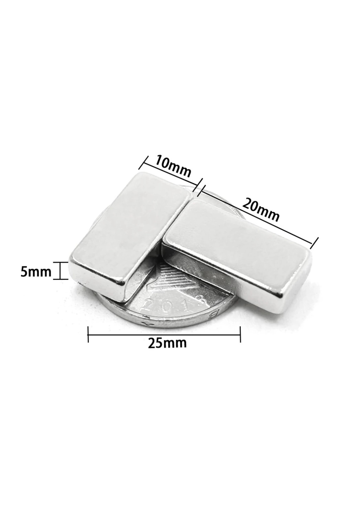 Epilons 2 Adet 20x10x5 Mm Neodyum Magnet N35 Güçlü Mıknatıs Köşeli Ve Dayanıklı Nikel Kaplama