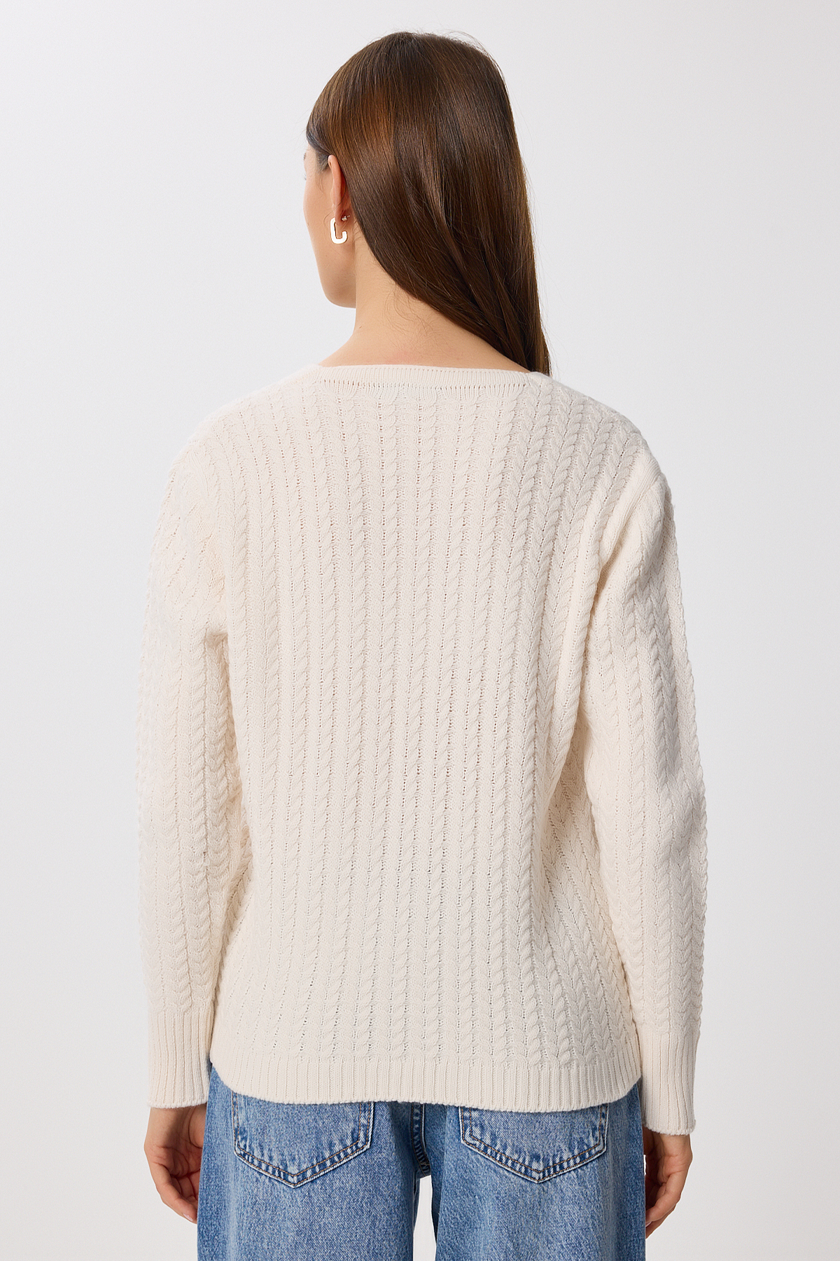 Lovelyİstanbul  Saç Örgülü Düğmeli Triko Hırka LNX0010 KREM - Görsel 6