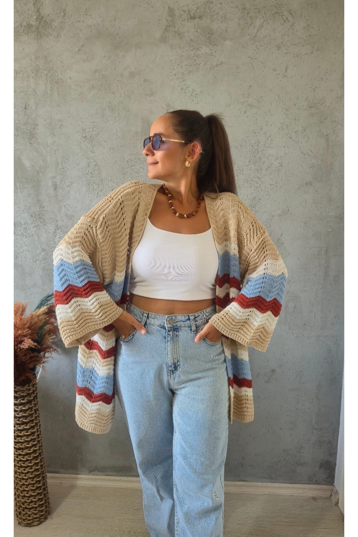 Butik Zigzag Ajur Hırka