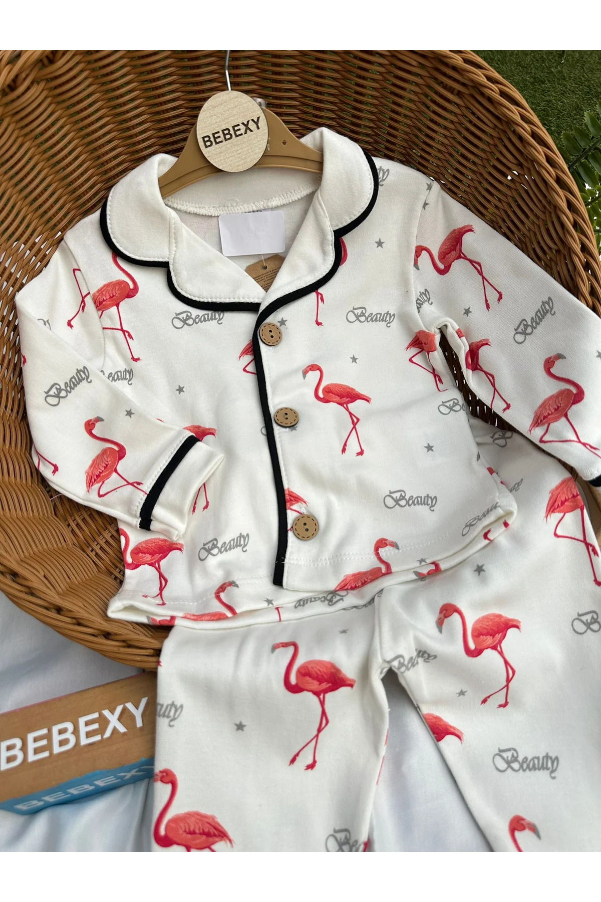 BEBEXY BUTİK Flamingo Baskılı Pijama Takımı Kırmızı fotoğrafı 3 (önizleme)
