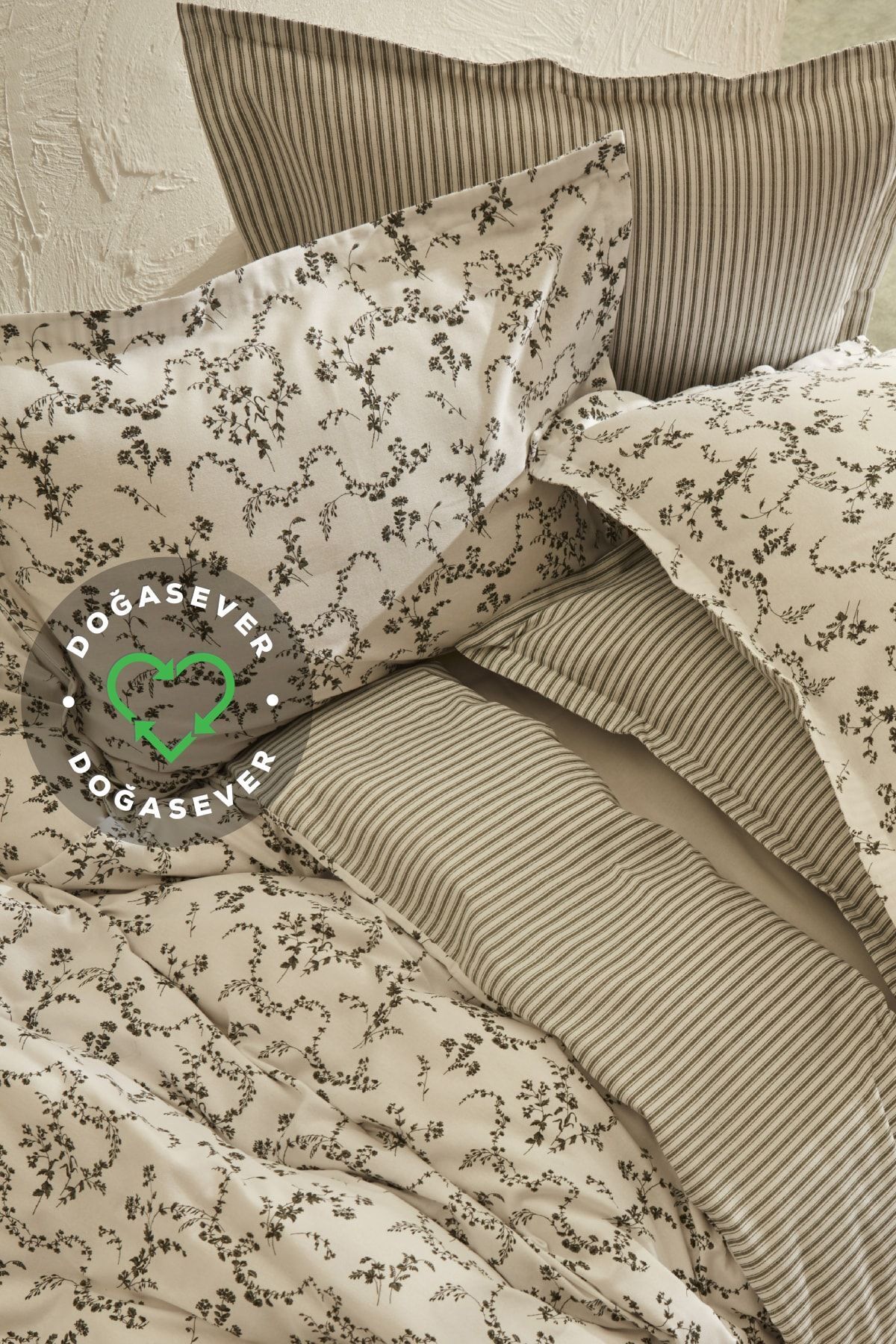Nature-loving Ivy Cotton Transformation Double Duvet Cover Set Khaki
