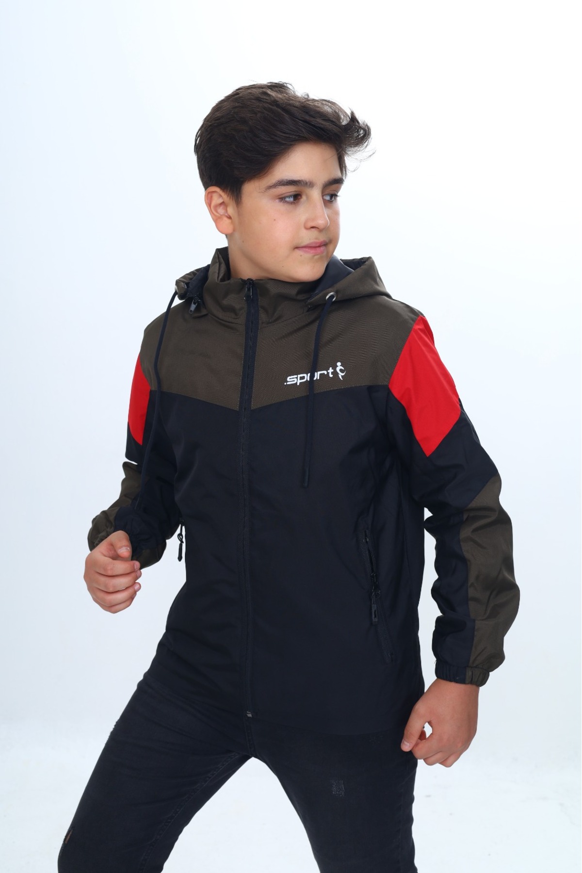 Erkek Çocuk Sport Baskılı Kapüşonlu Yağmurluk — رنگارنگ 14107- — تصویر 5 از 7
