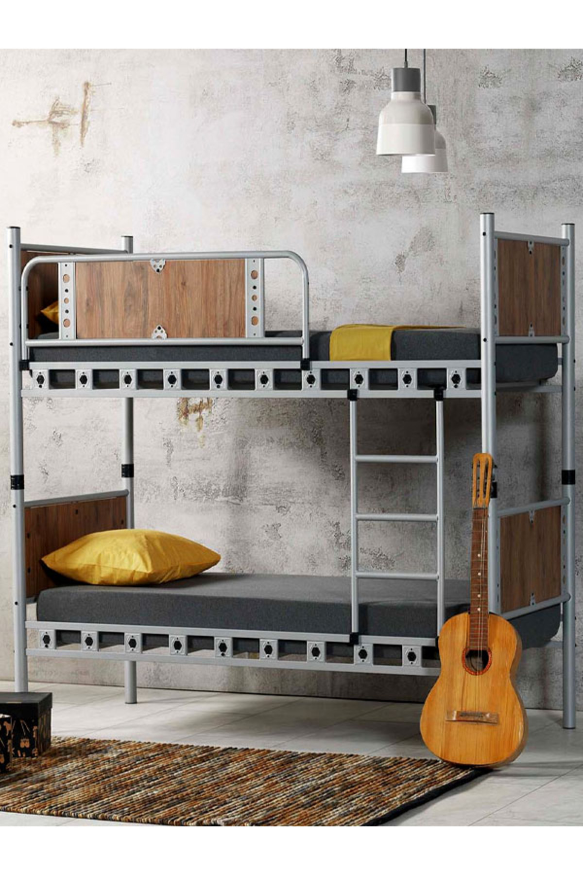 Avensis Argimo Elegan Genç Çocuk Ahşap Başıklı Metal Ranza ve Karyola 90 x 200