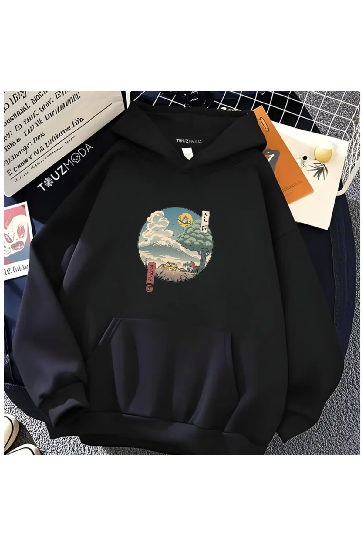 Touz Moda Anime Totoro Printed Unisex Oversize Hooded Sweatshirt Hoodie
