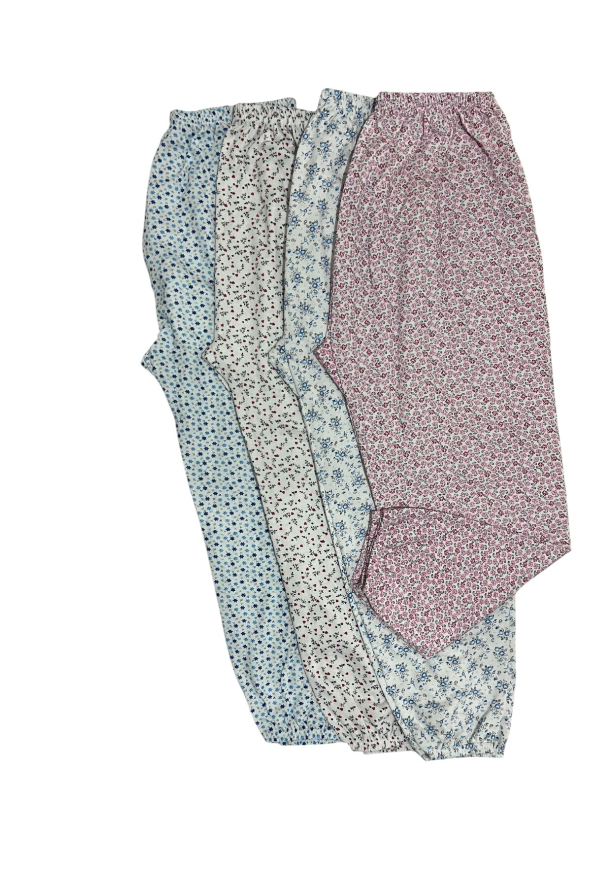 4 Pieces Women's Patterned Pajamas Bottom Long Elastic Winter